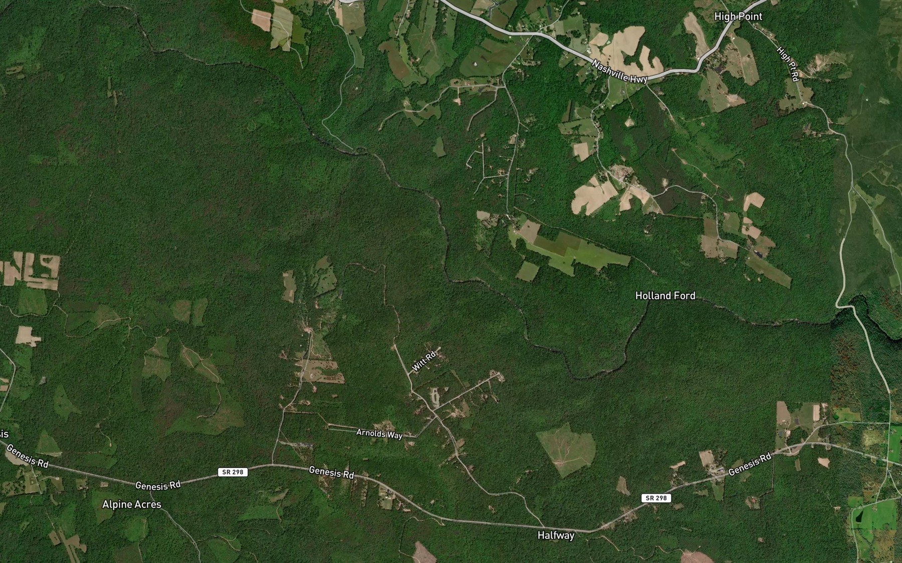 Satellite map of the Muddy Branch