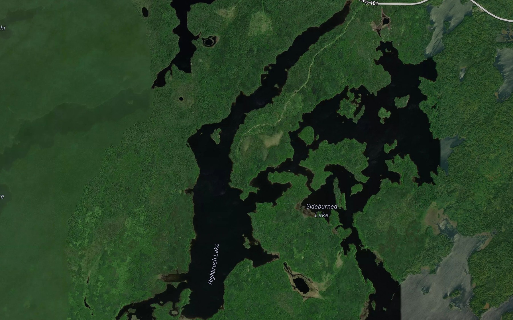 Satellite map of the Highbrush Lake