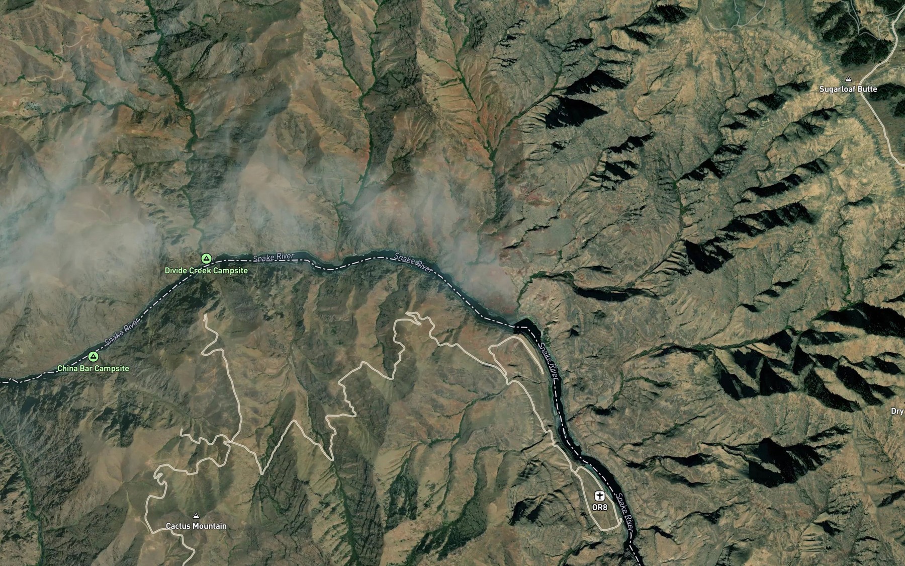 Satellite map of the Wyley Creek