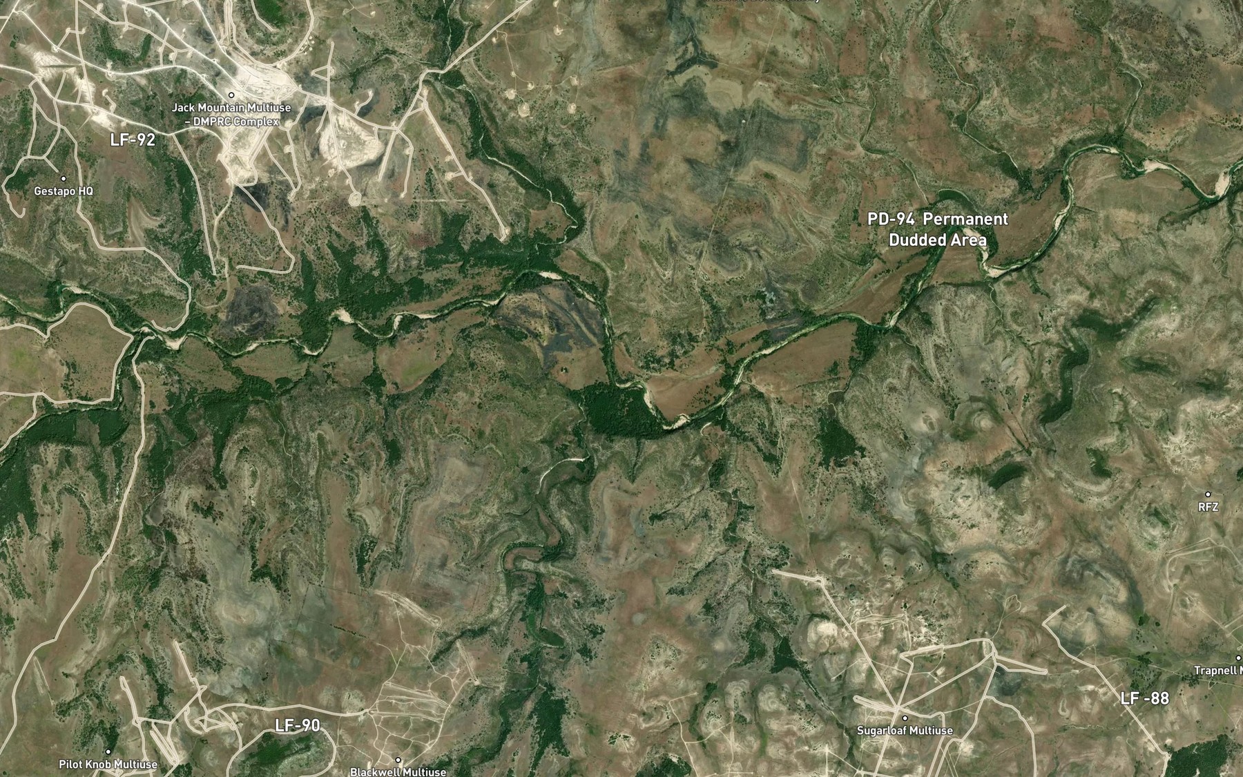 Satellite map of the Bull Run