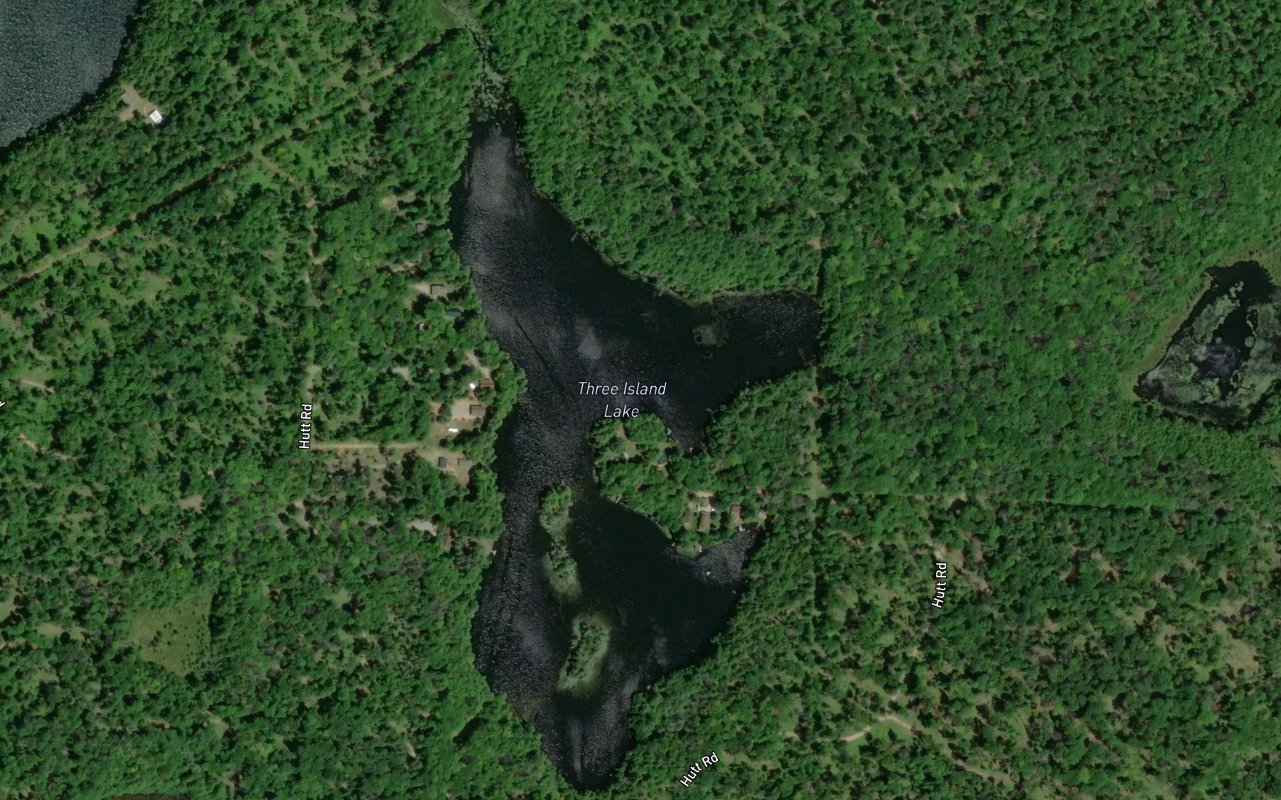 Satellite map of the Three Island Lake