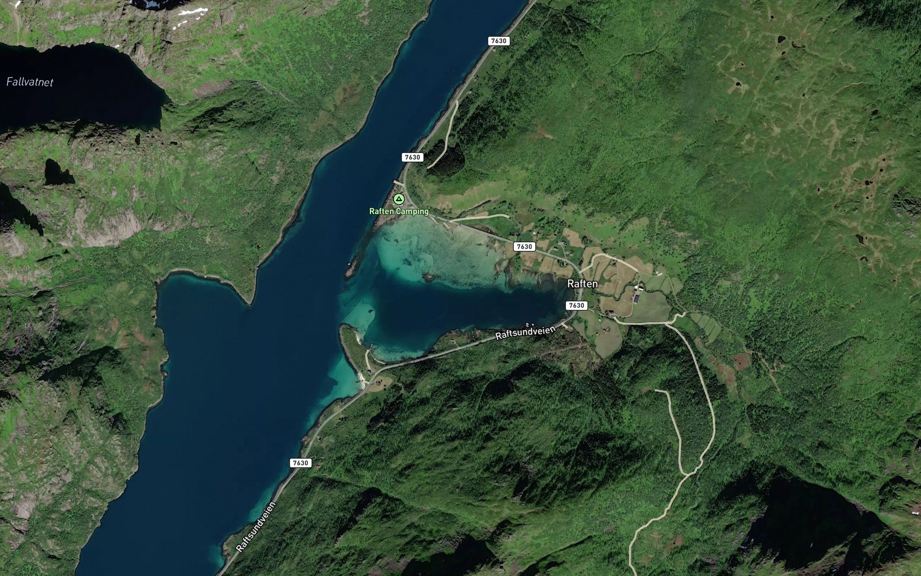 Satellite map of the Raftvagen