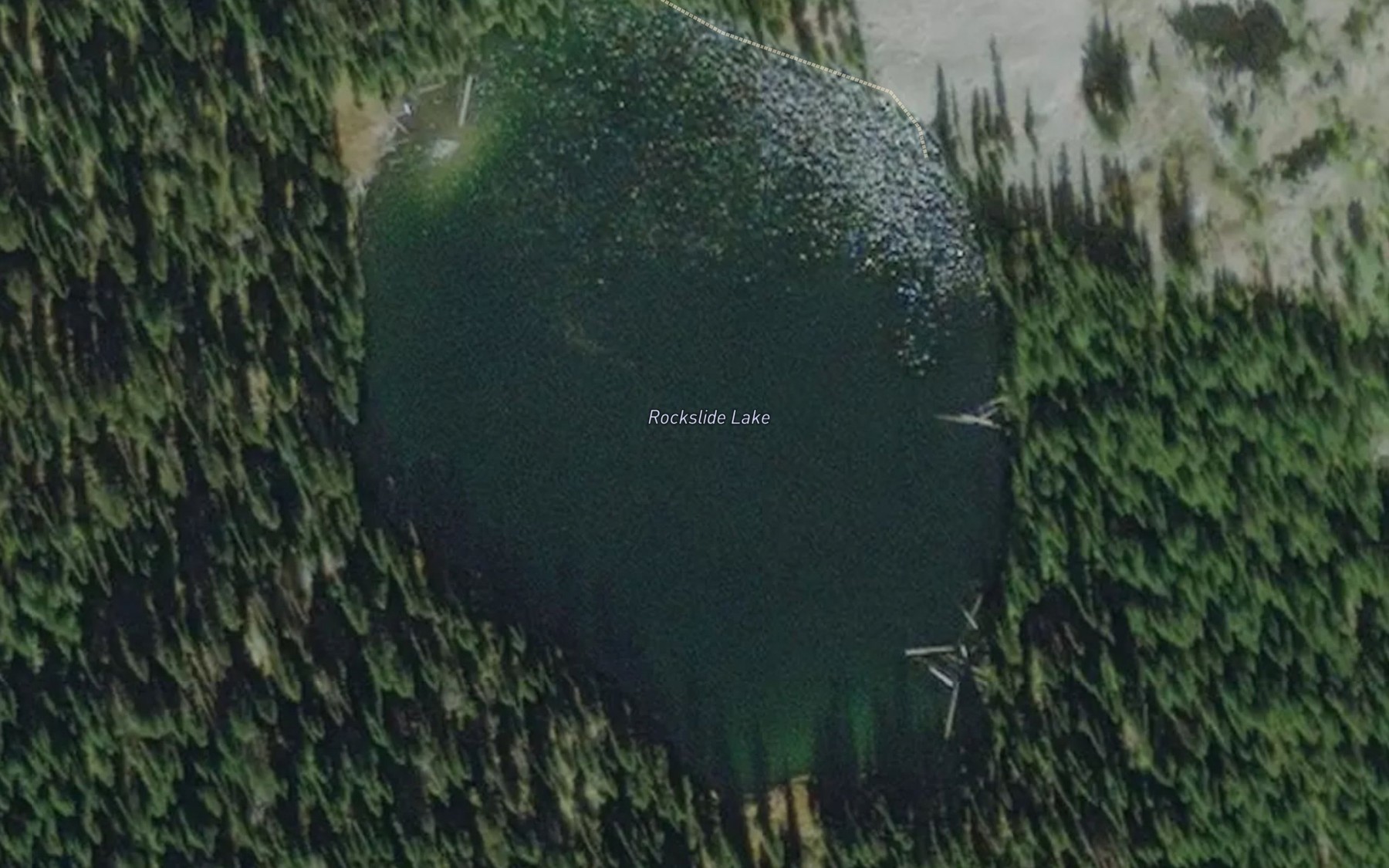 Satellite map of the Rockslide Lake