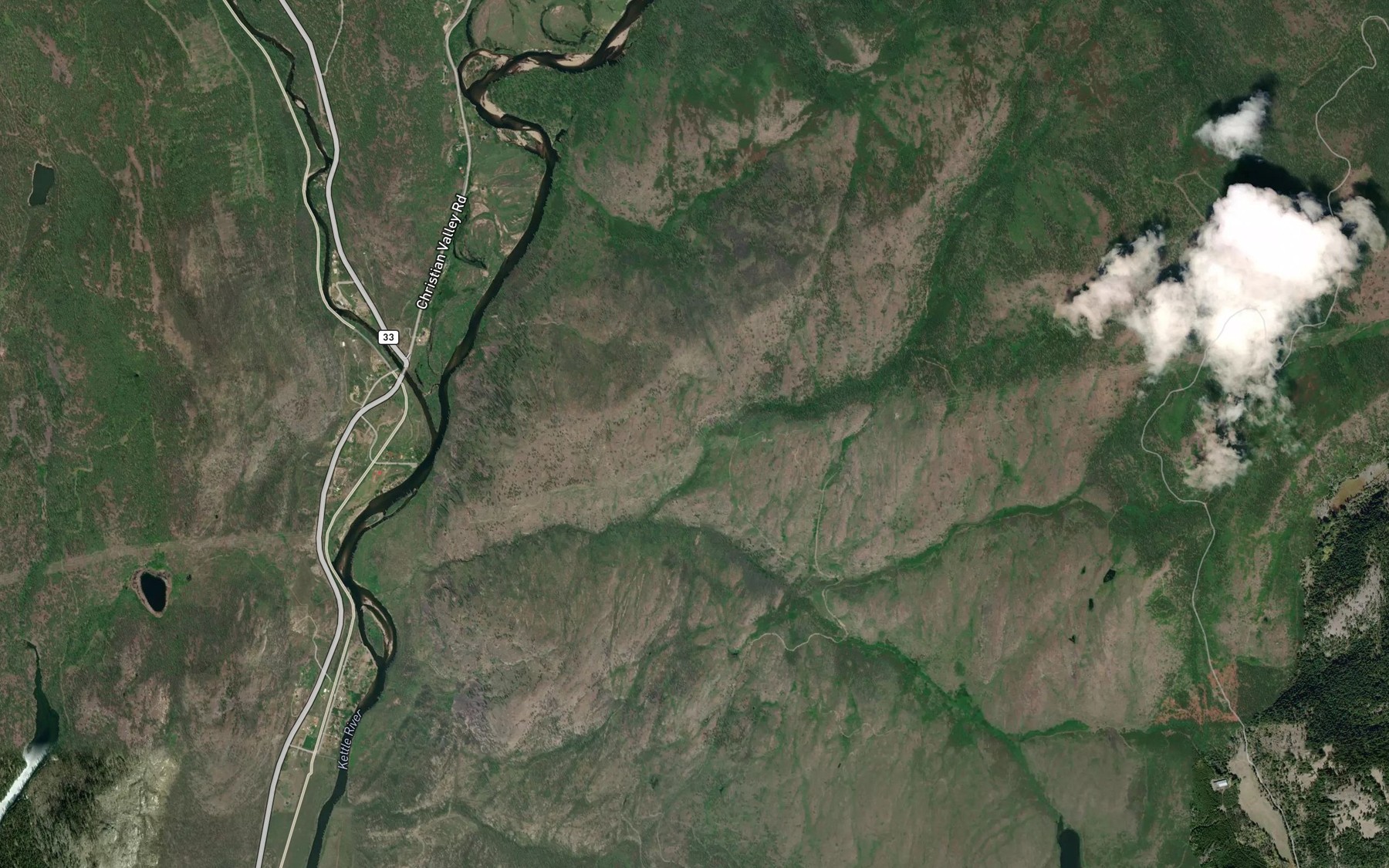 Satellite map of the North Louise Creek