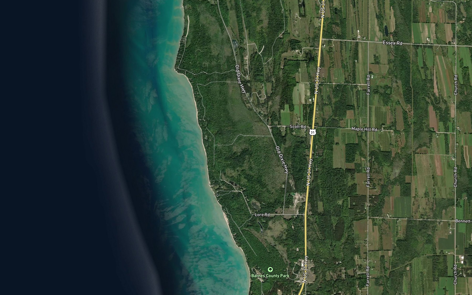 Satellite map of the Guyer Creek