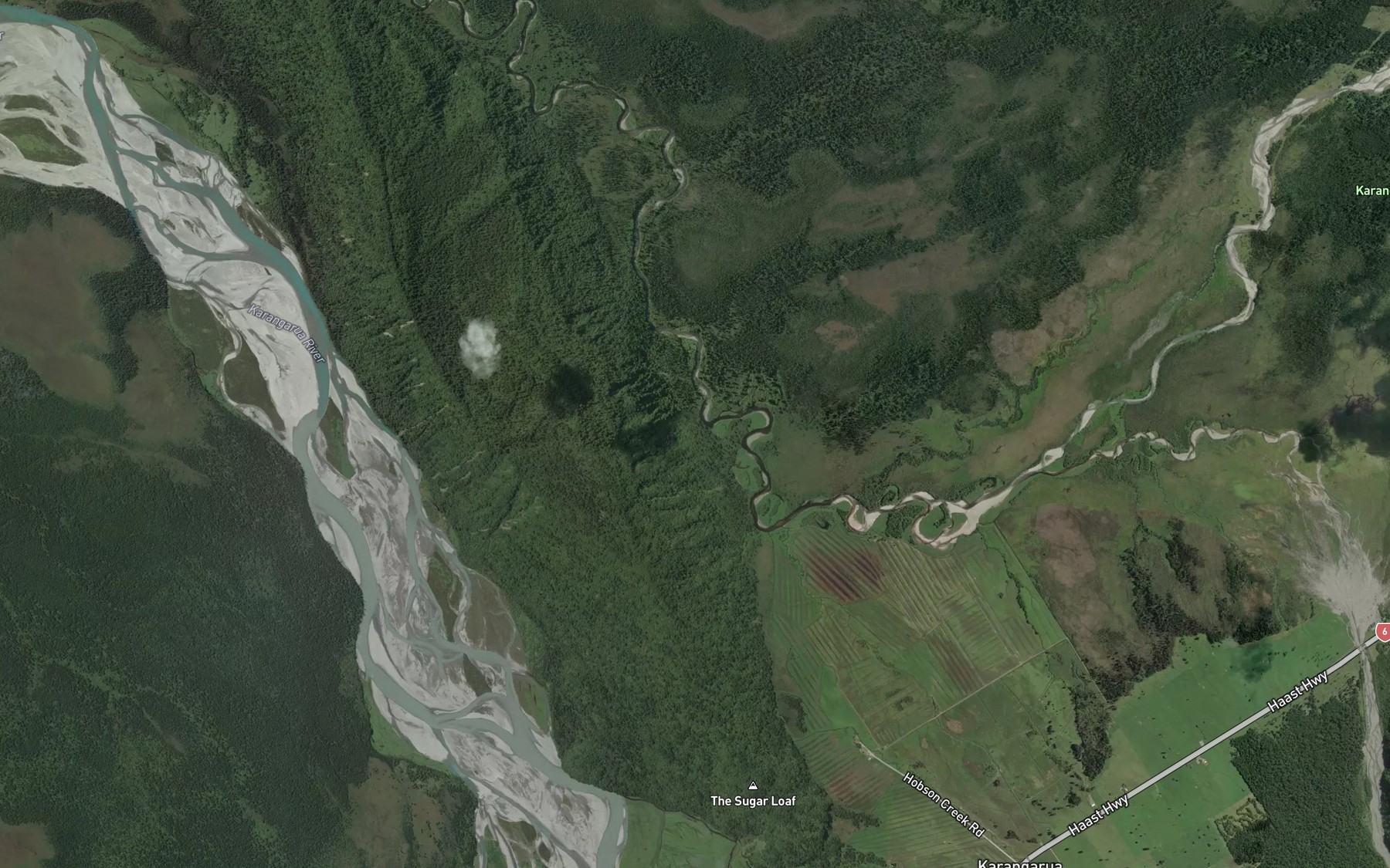 Satellite map of the Ohinetamatea River (Saltwater River)