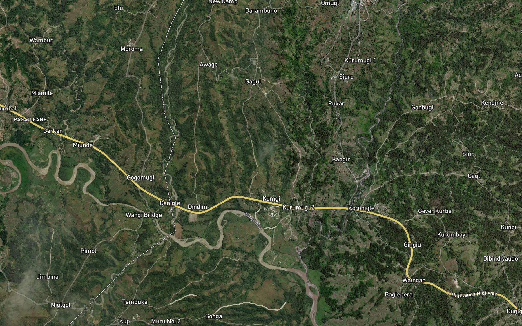 Satellite map of the Koro River
