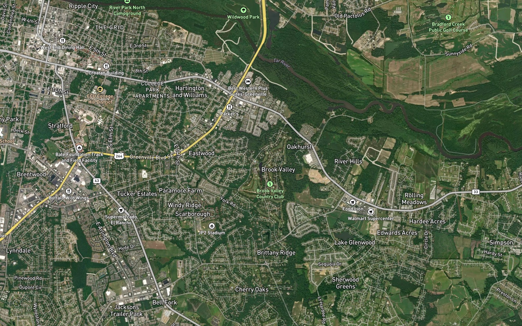 Satellite map of the Bell Branch