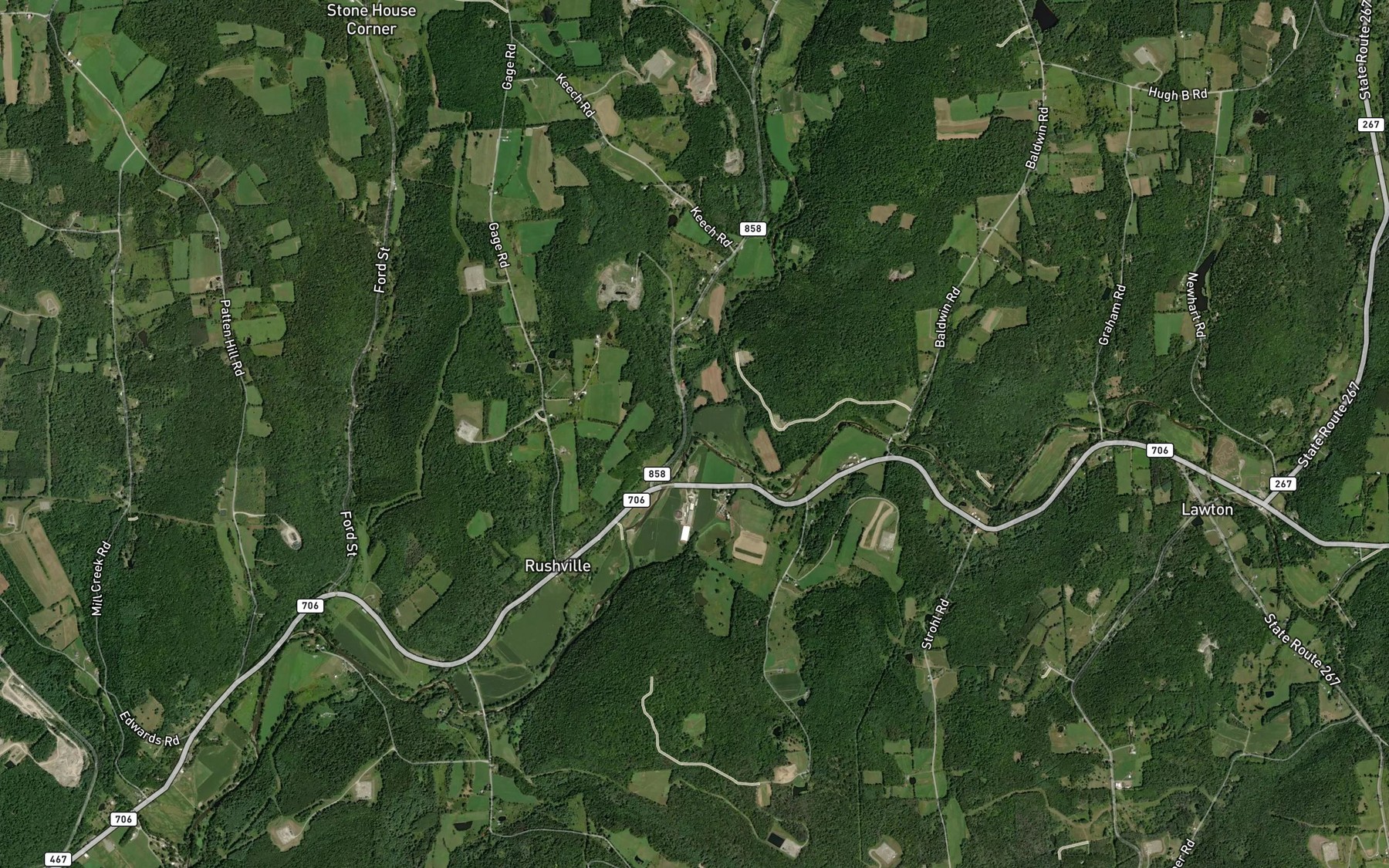 Satellite map of the North Branch Wyalusing Creek
