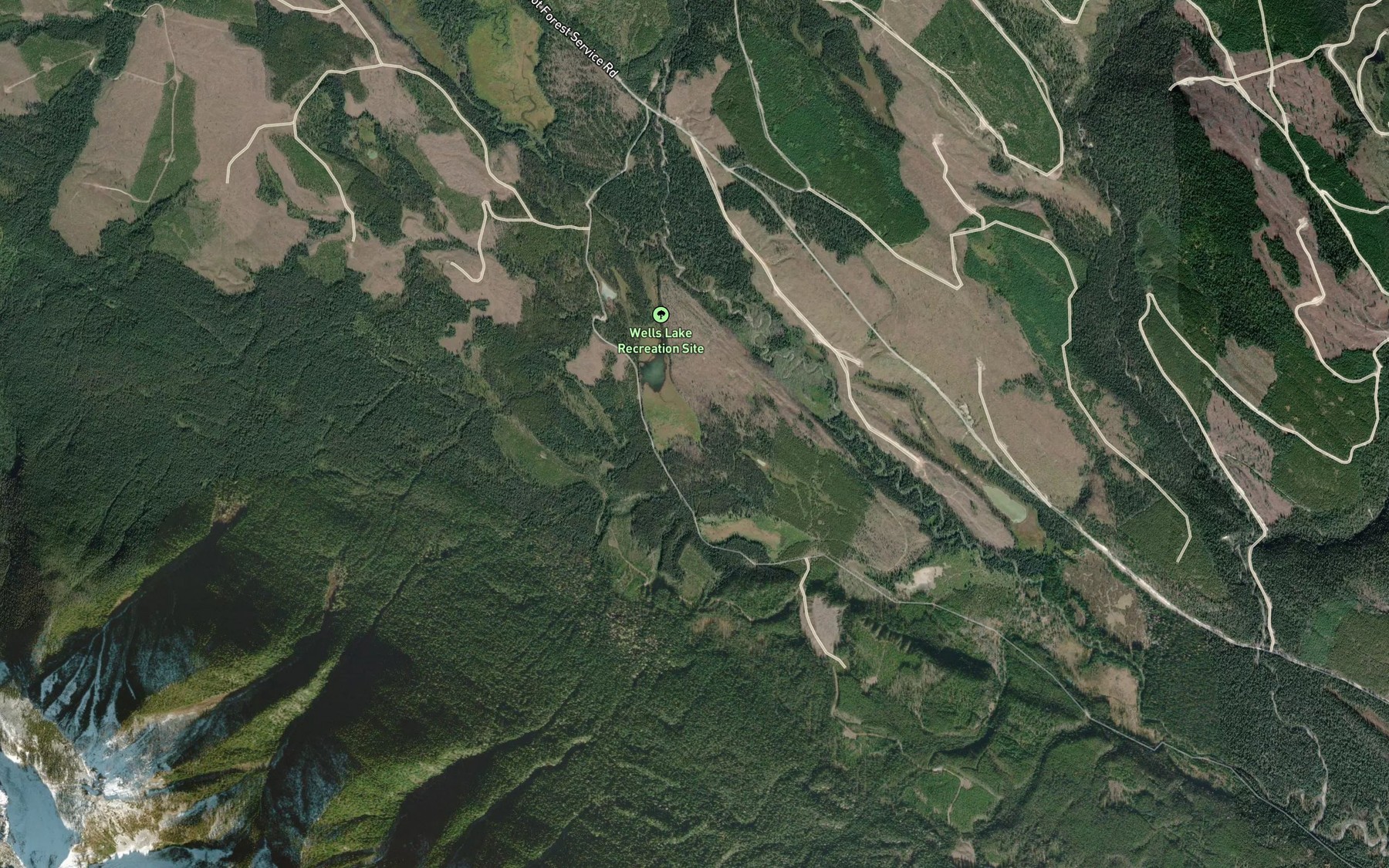 Satellite map of the Wells Lakes