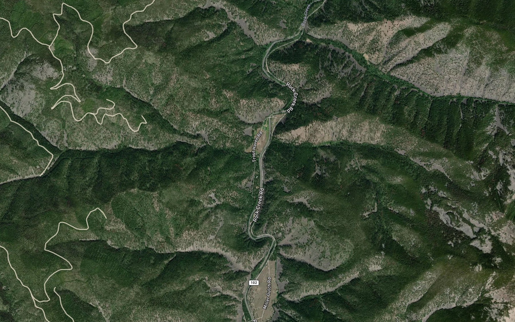 Satellite map of the Wahlquist Creek