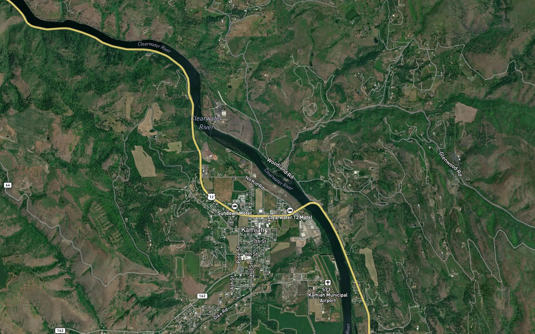 Satellite map of the Tom Taha Creek