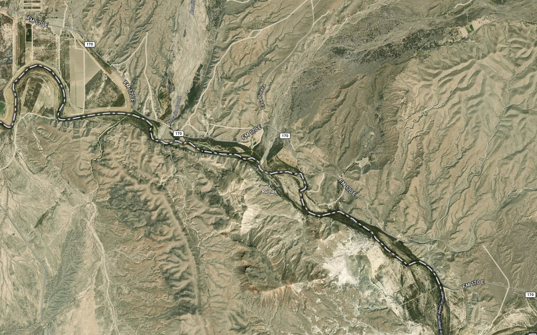 Satellite map of the Terneros Creek