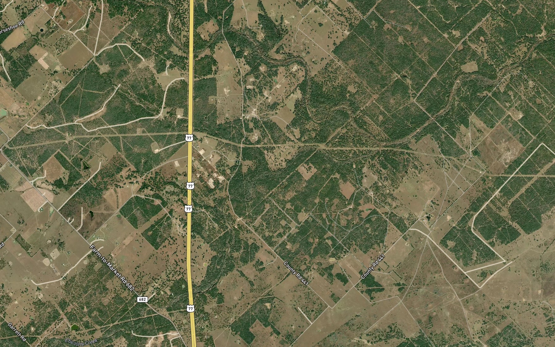 Satellite map of the Dry Hollow Branch