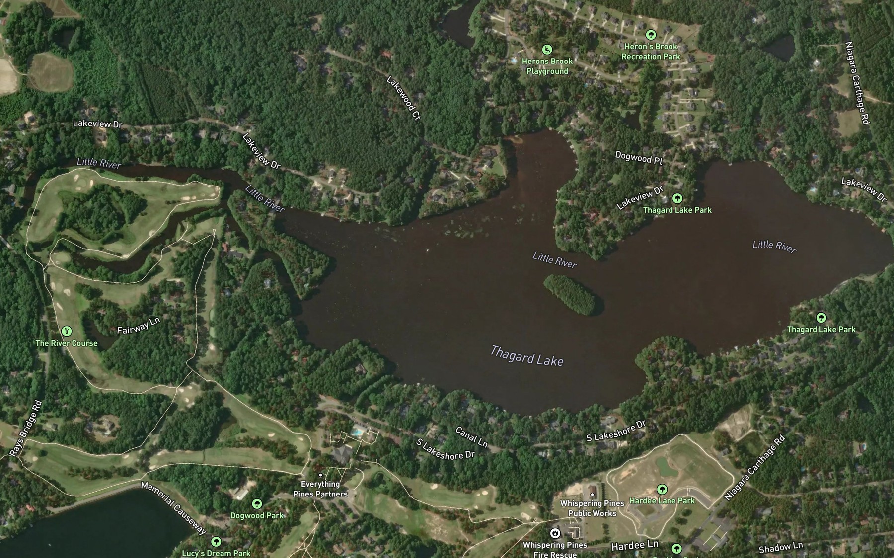 Satellite map of the Thagards Lake