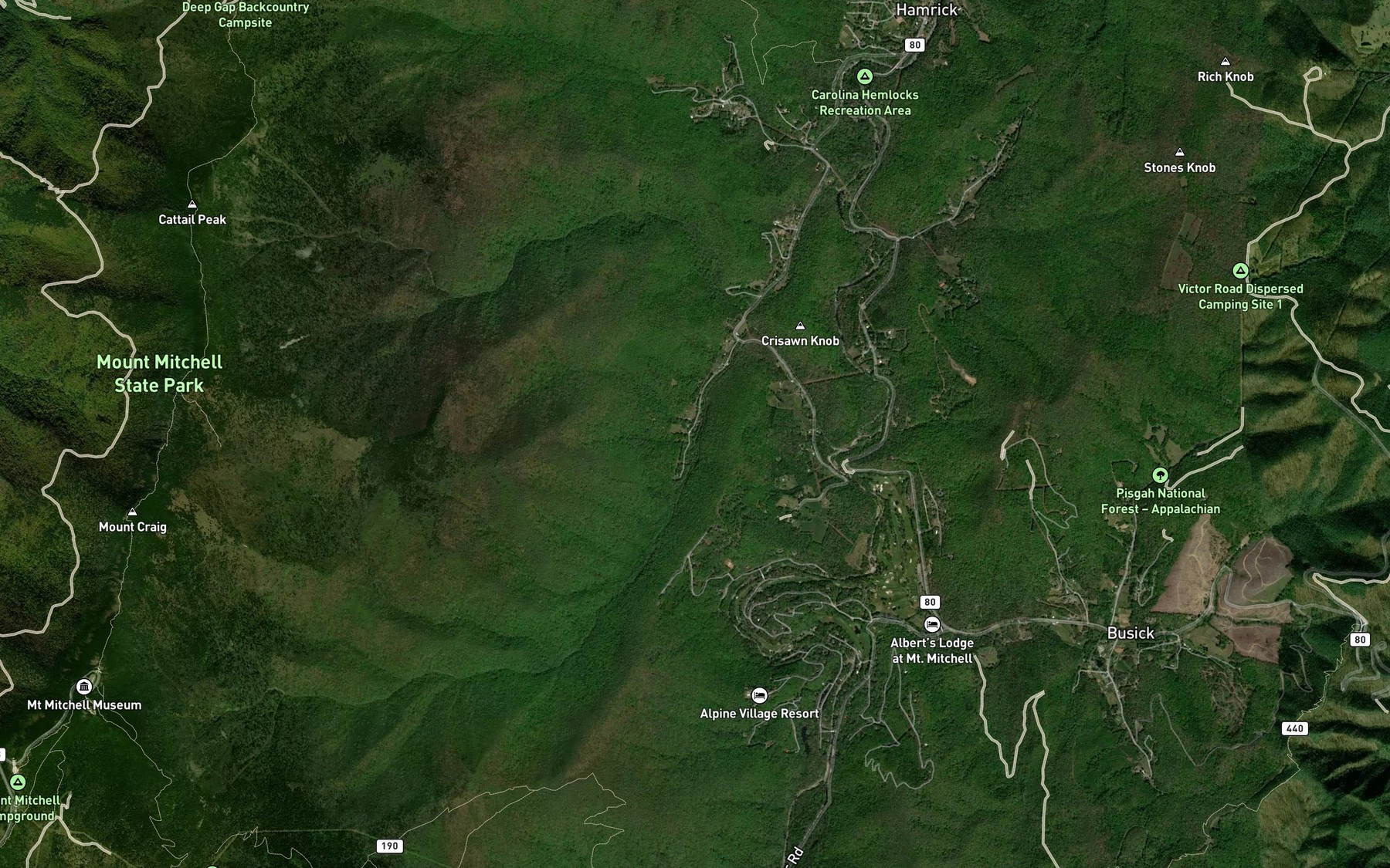 Satellite map of the Maple Camp Creek