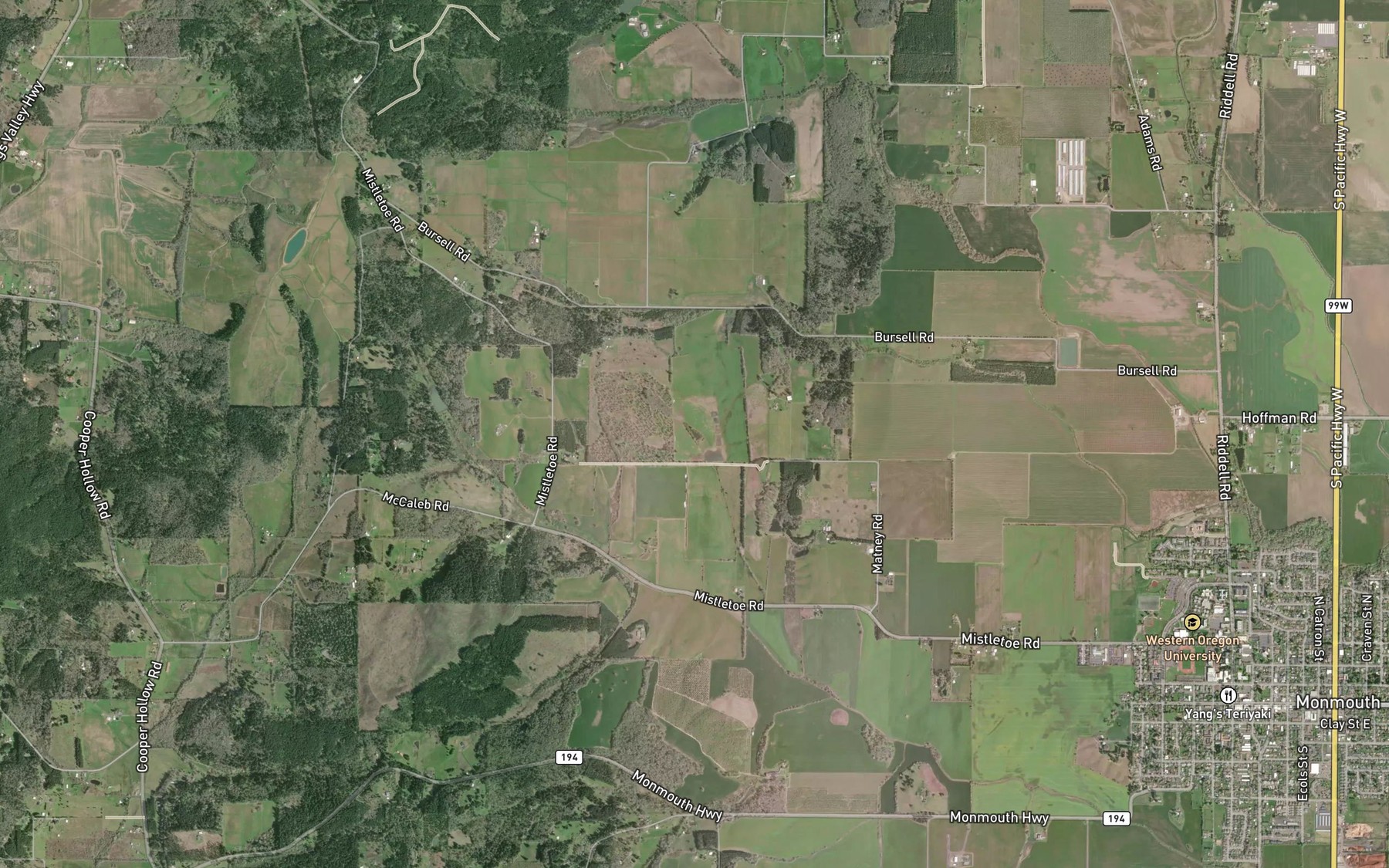Satellite map of the McCrae Reservoir