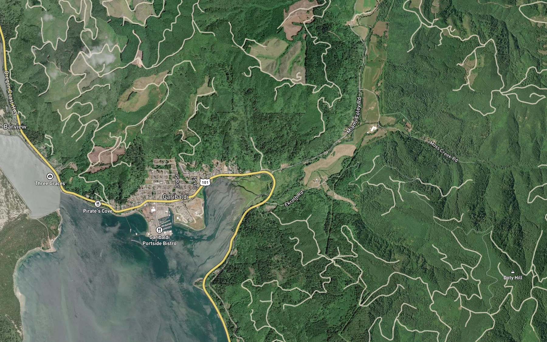 Satellite map of the Hobson Creek