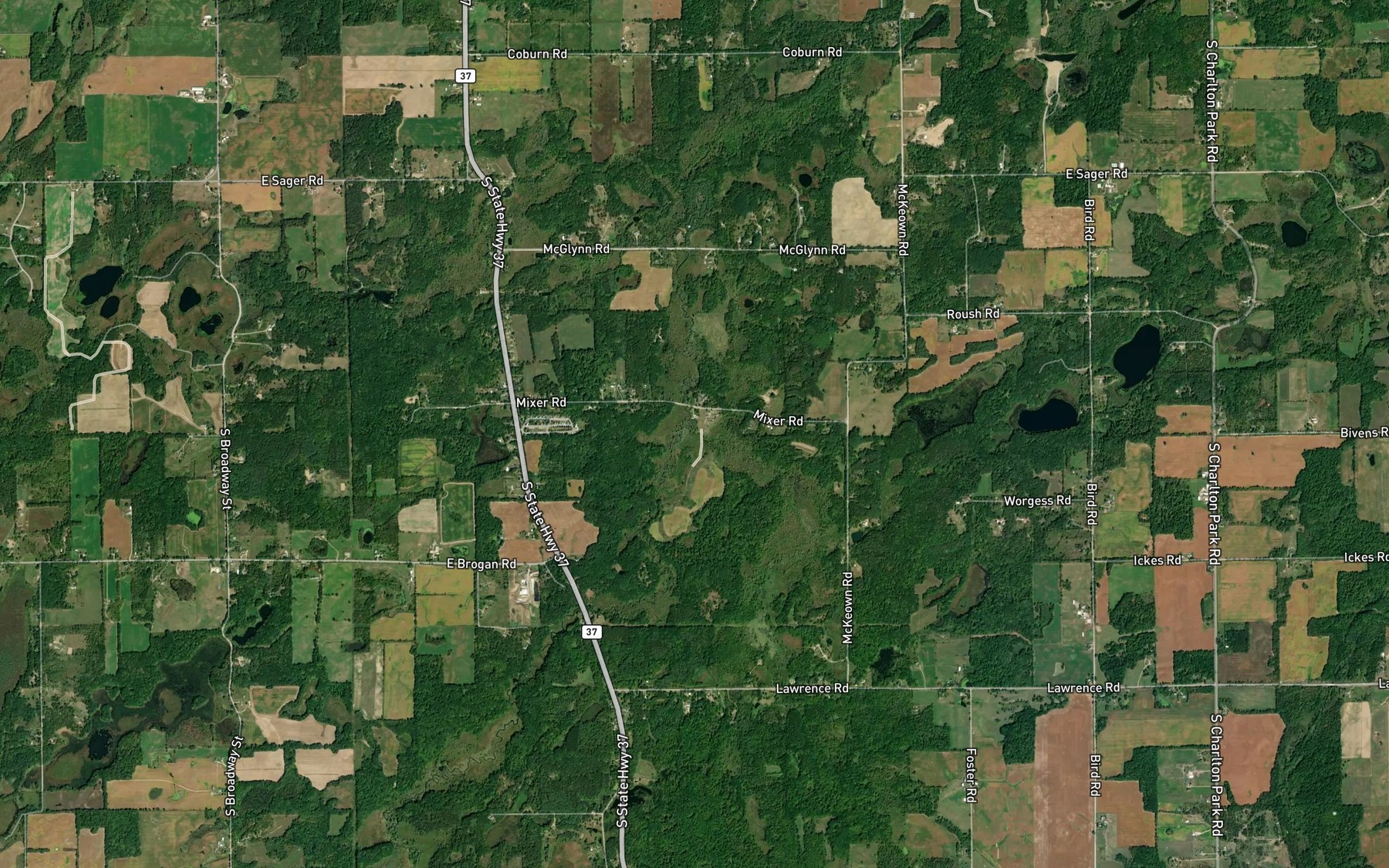 Satellite map of the Kellie Creek
