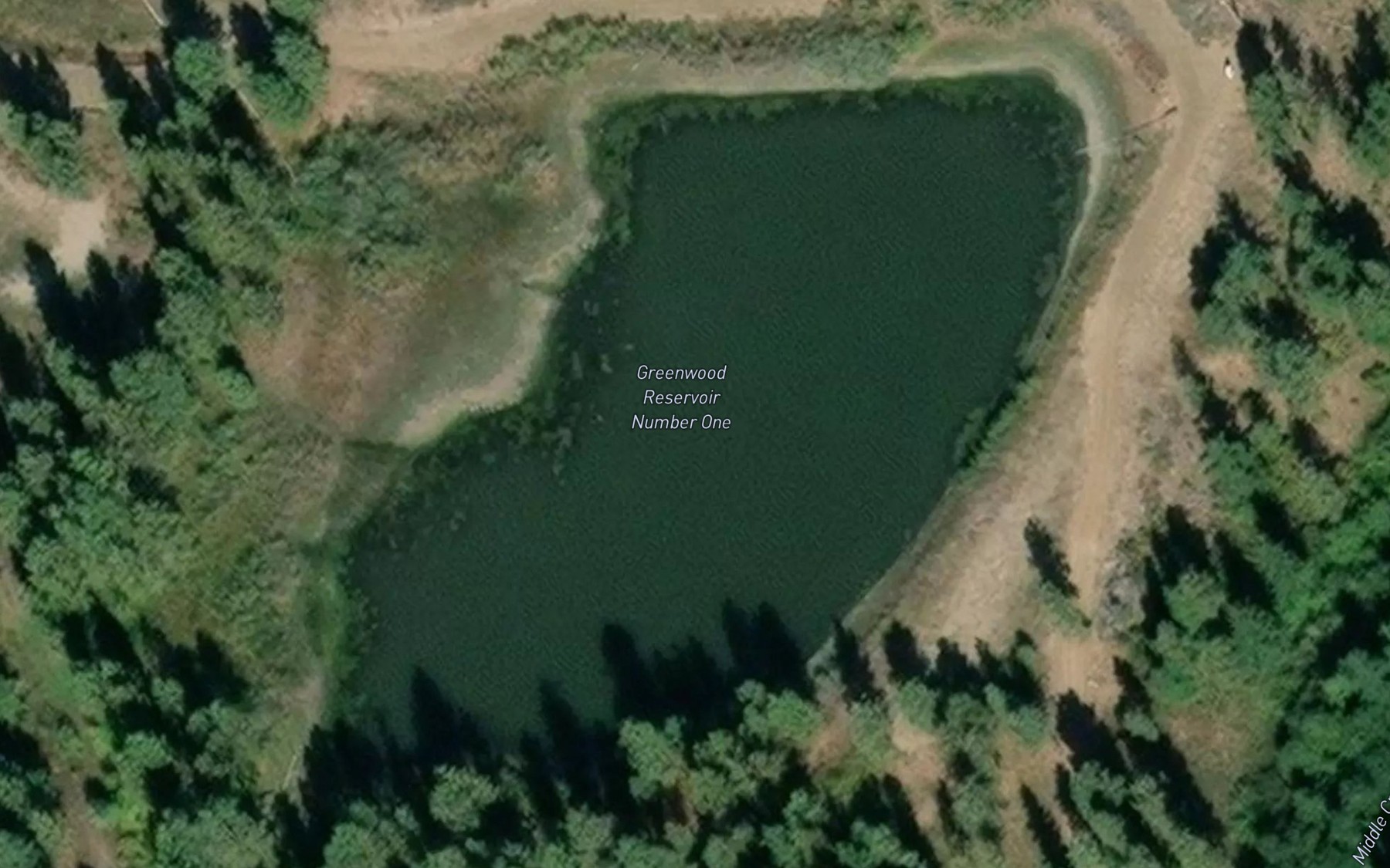 Satellite map of the Greenwood Reservoir Number One