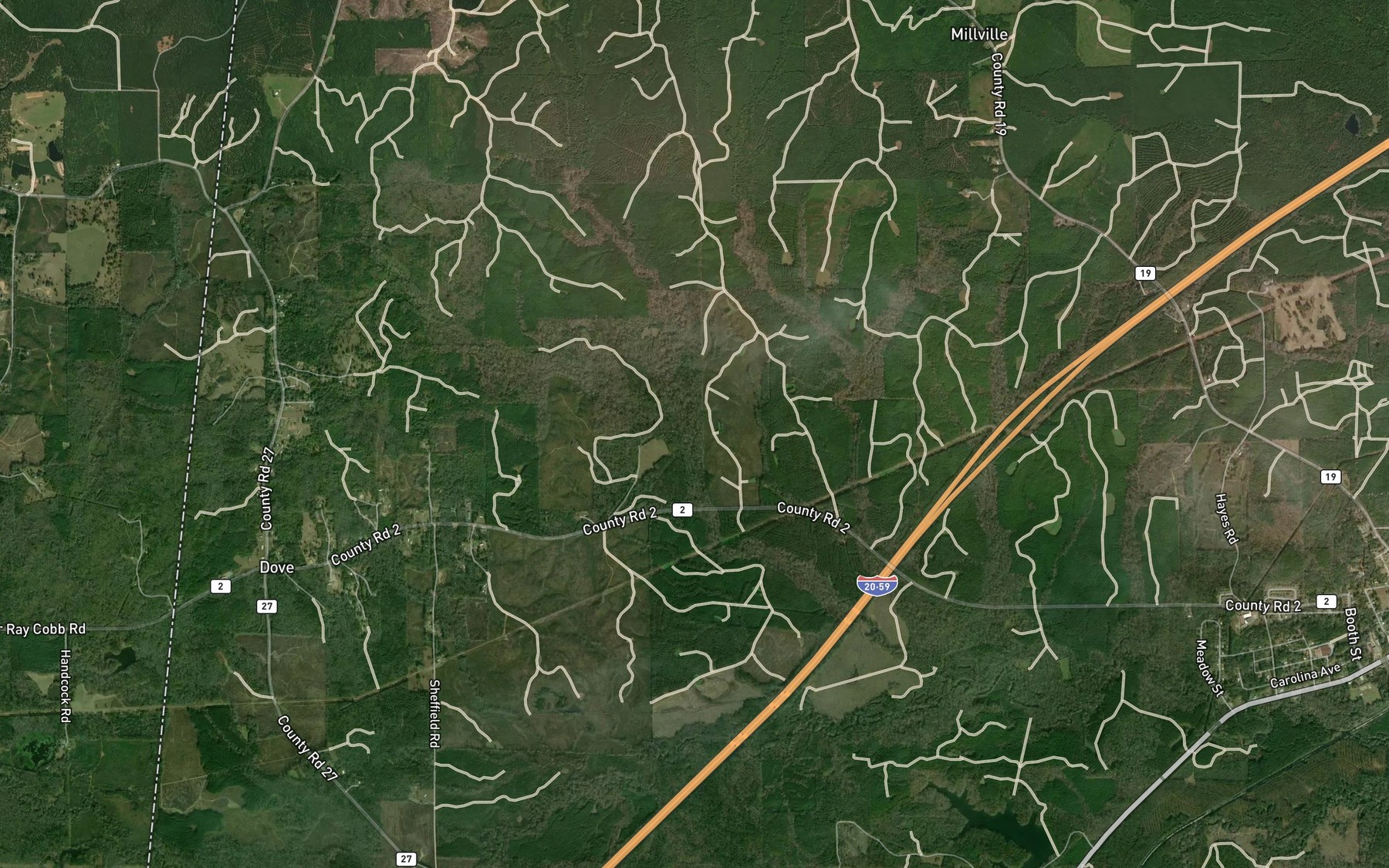 Satellite map of the Mud Creek