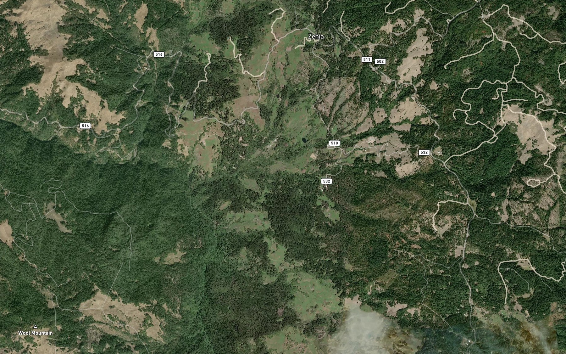 Satellite map of the Yew Wood Creek