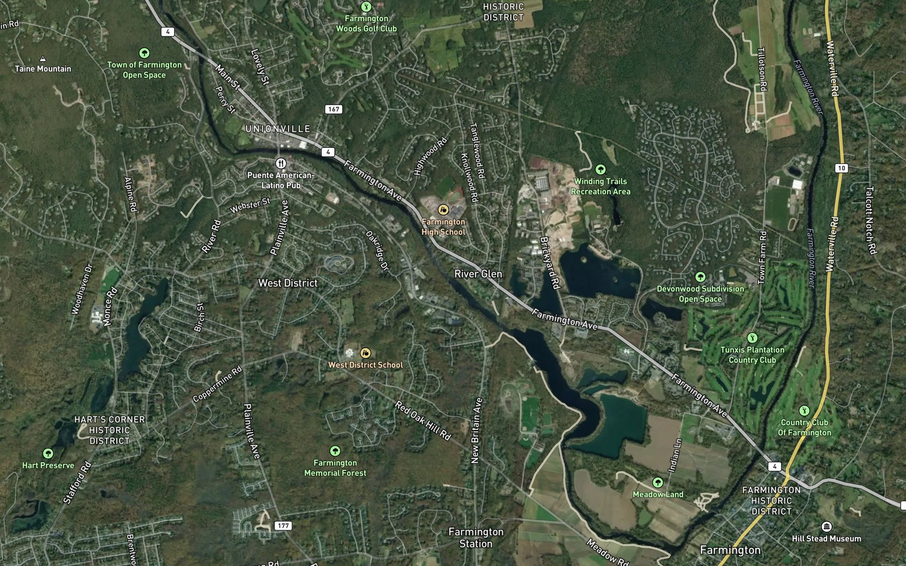 Satellite map of the Hyde Brook