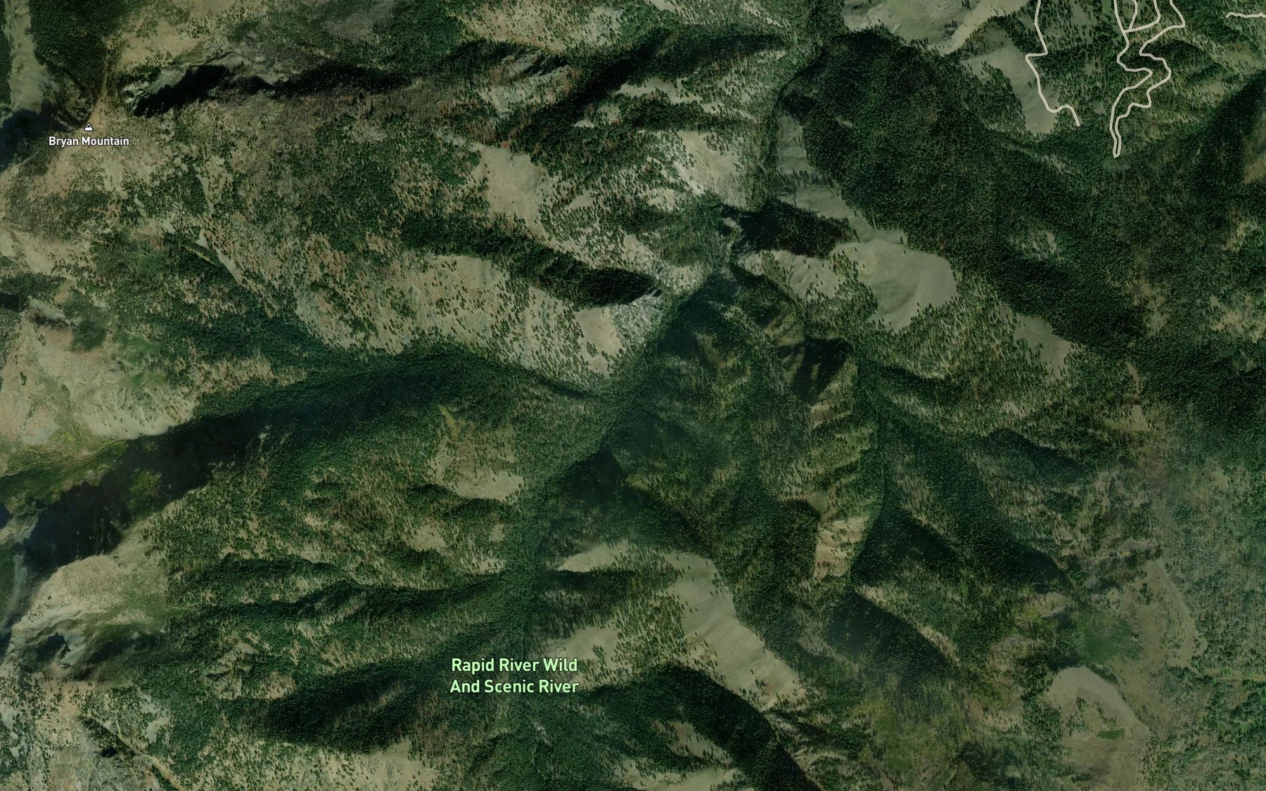 Satellite map of the Copper Creek