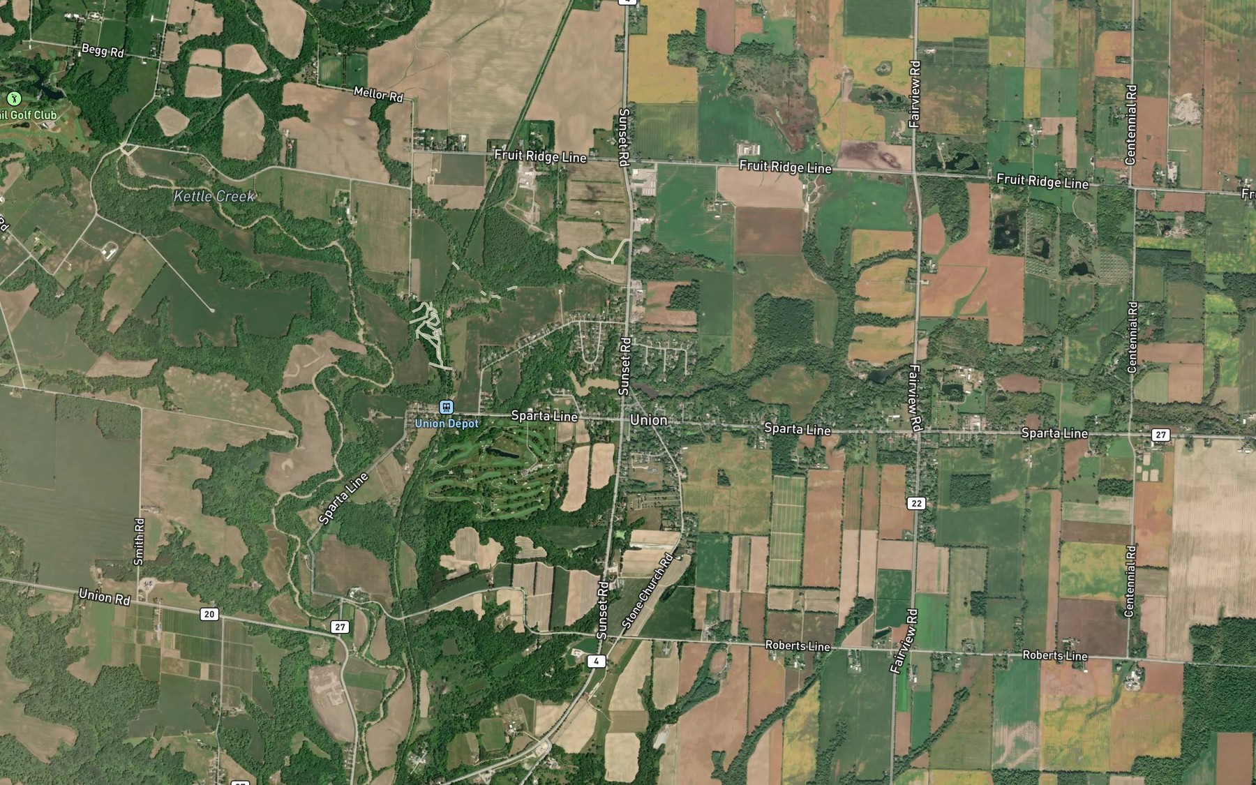Satellite map of the Union Pond