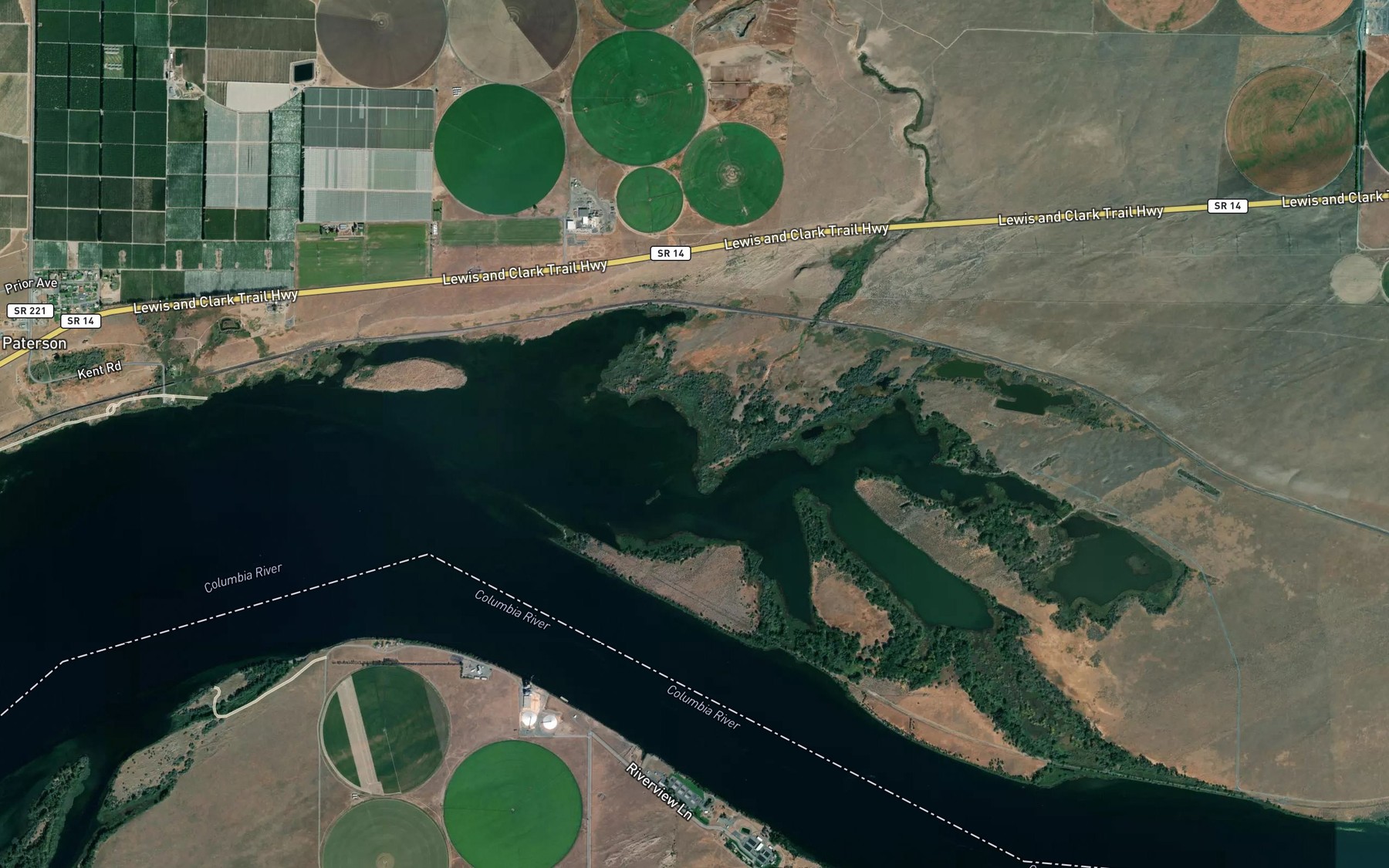 Satellite map of the Paterson Slough