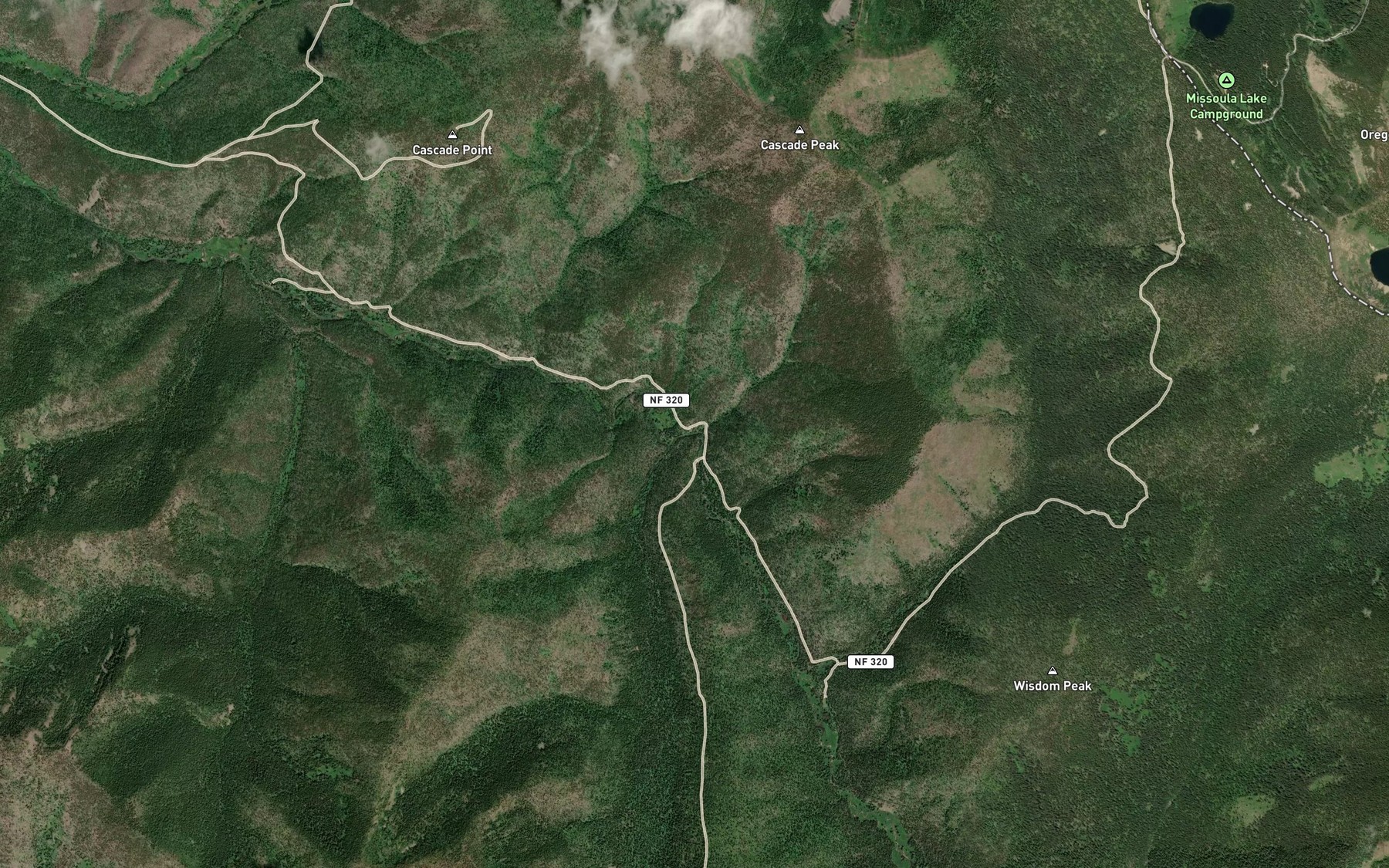 Satellite map of the Bluebells Creek