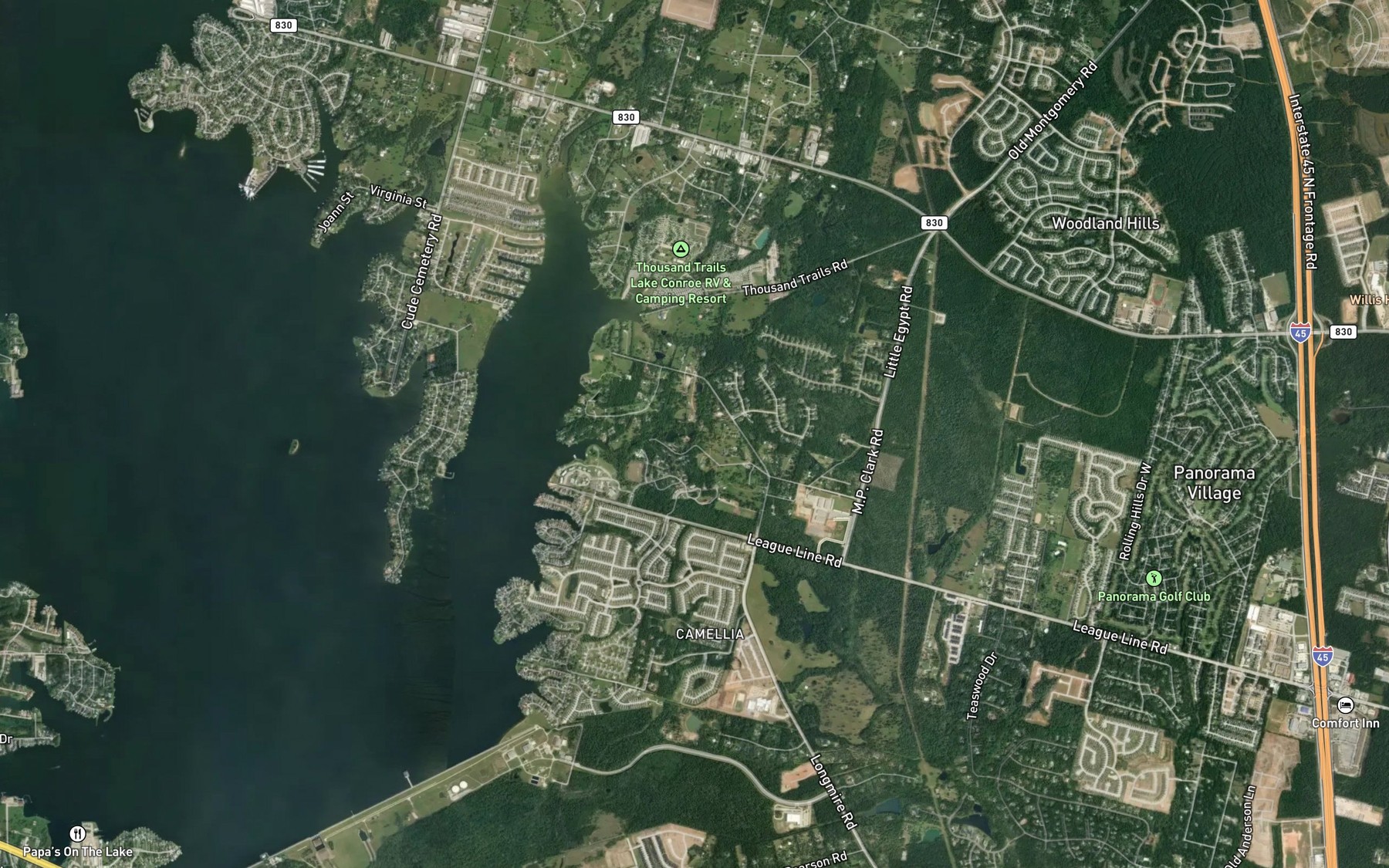 Satellite map of the Calfee Lake
