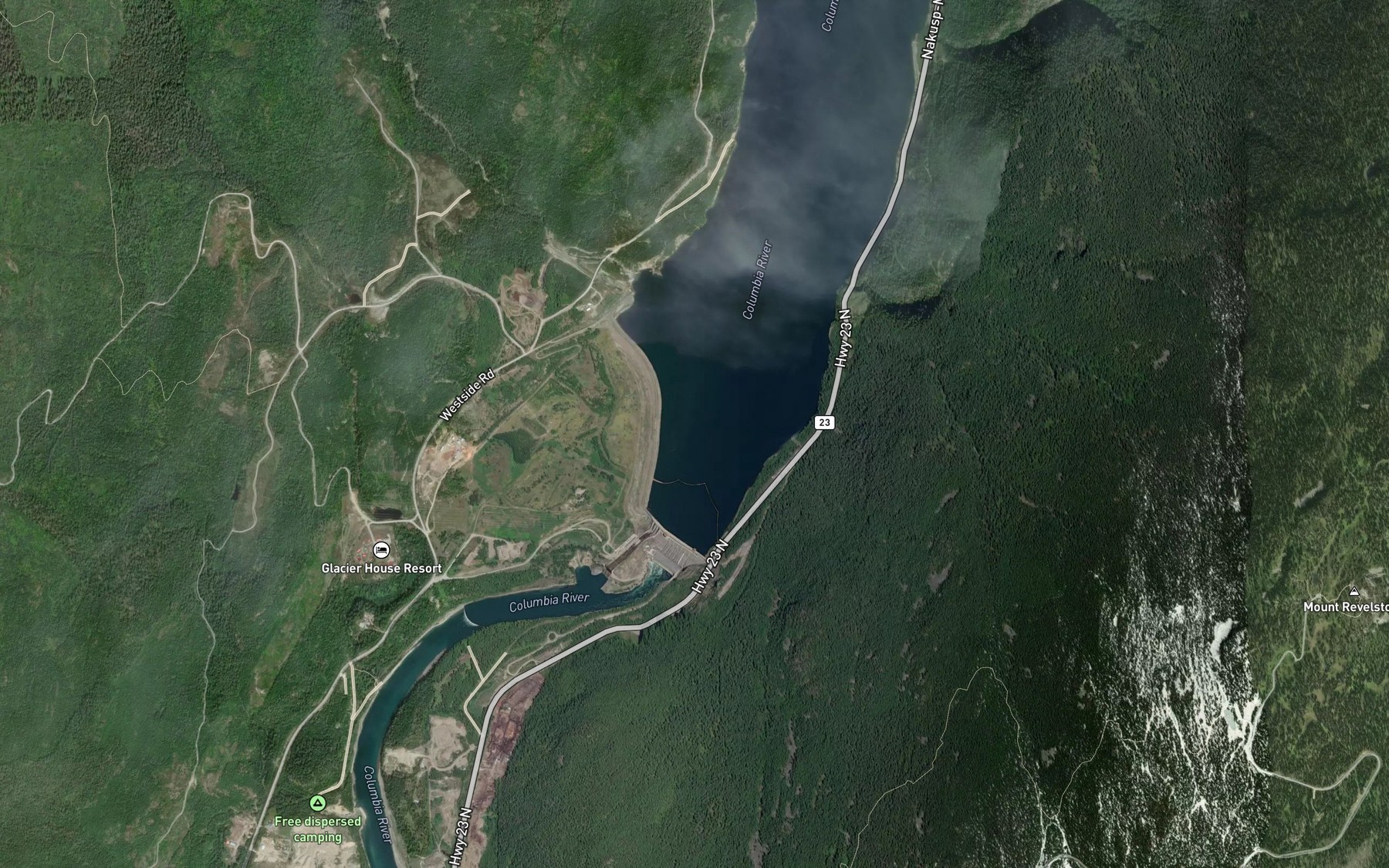 Satellite map of the Deadmans Creek