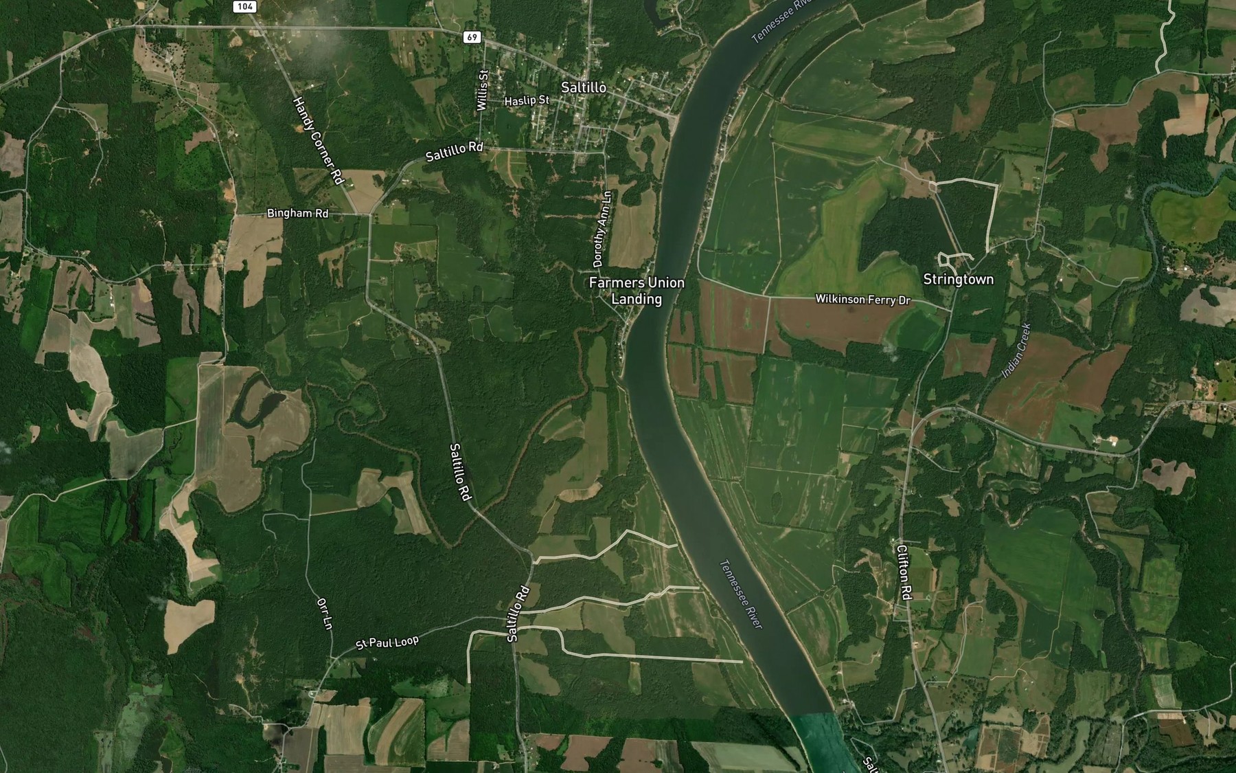 Satellite map of the White Oak Creek