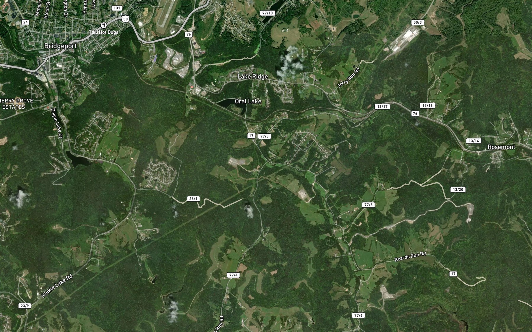 Satellite map of the Douglas Run