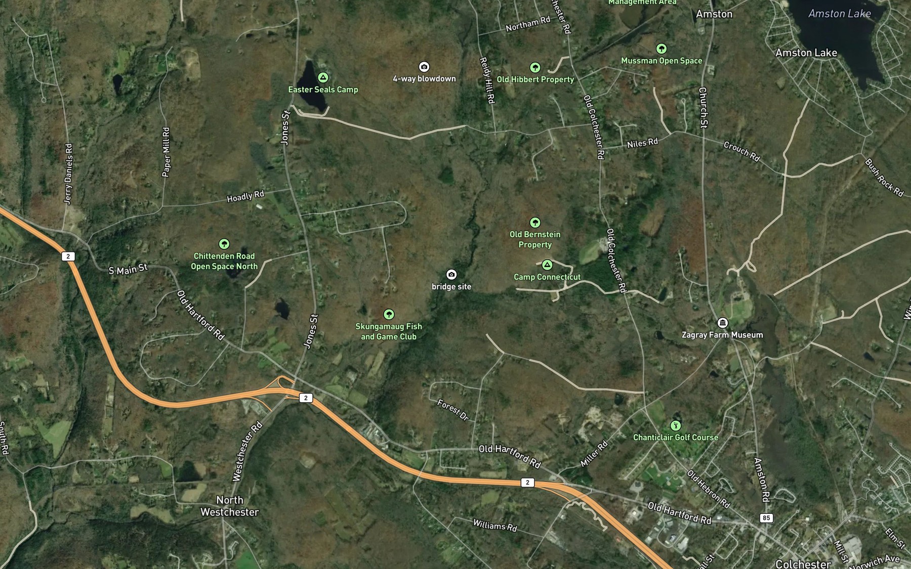 Satellite map of the Judd Brook