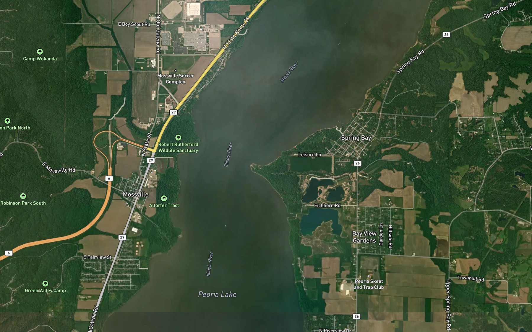 Satellite map of the Blue Creek