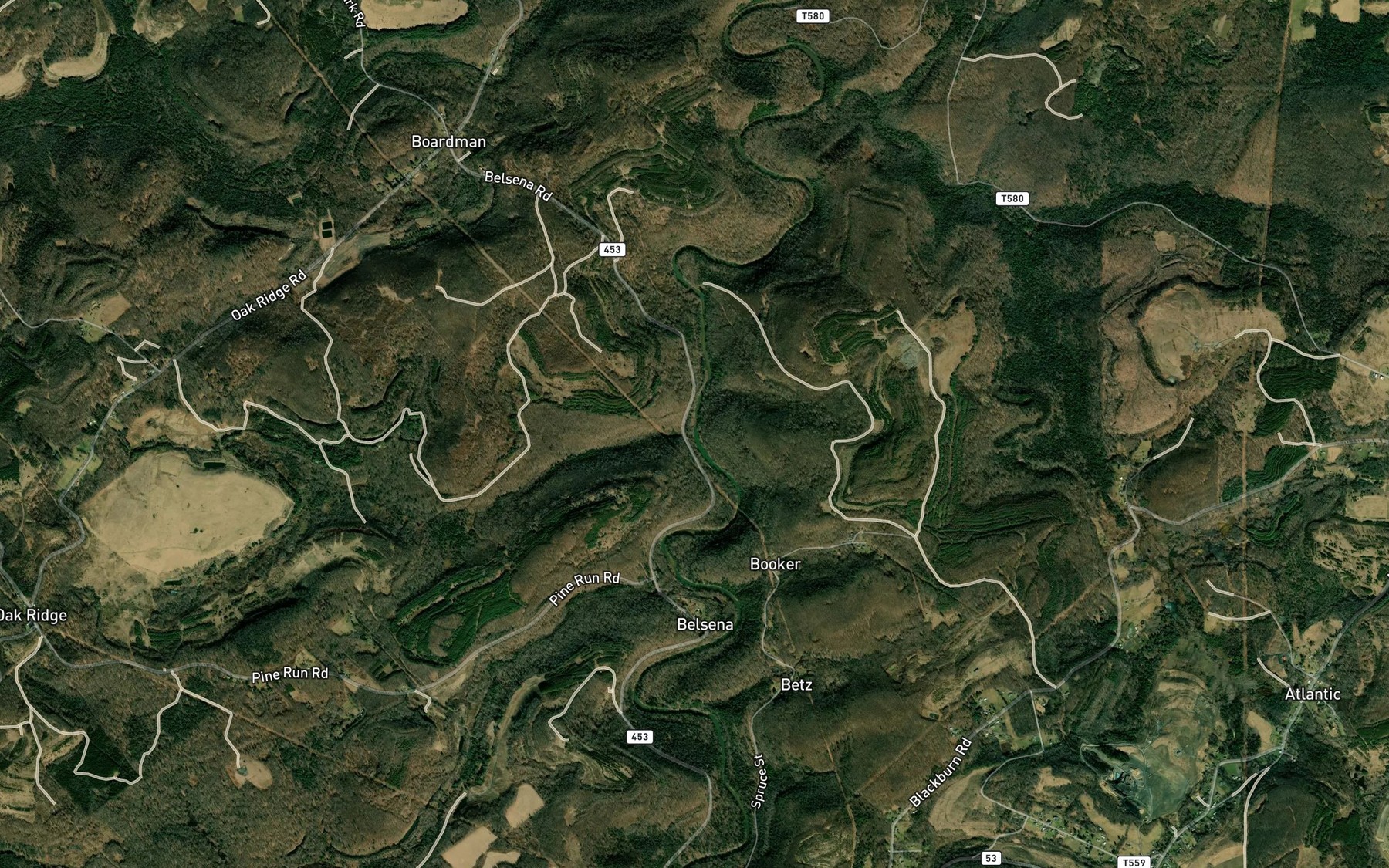 Satellite map of the Lost Run