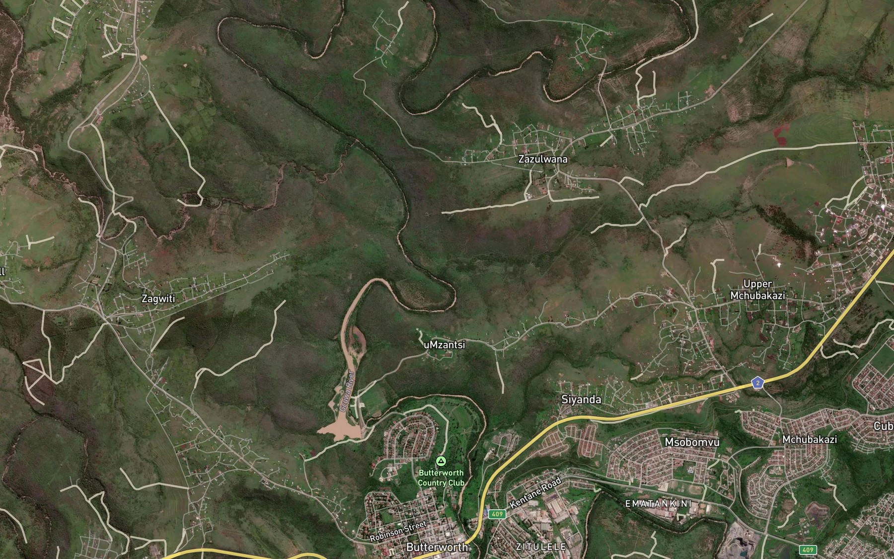 Satellite map of the Zazulwane