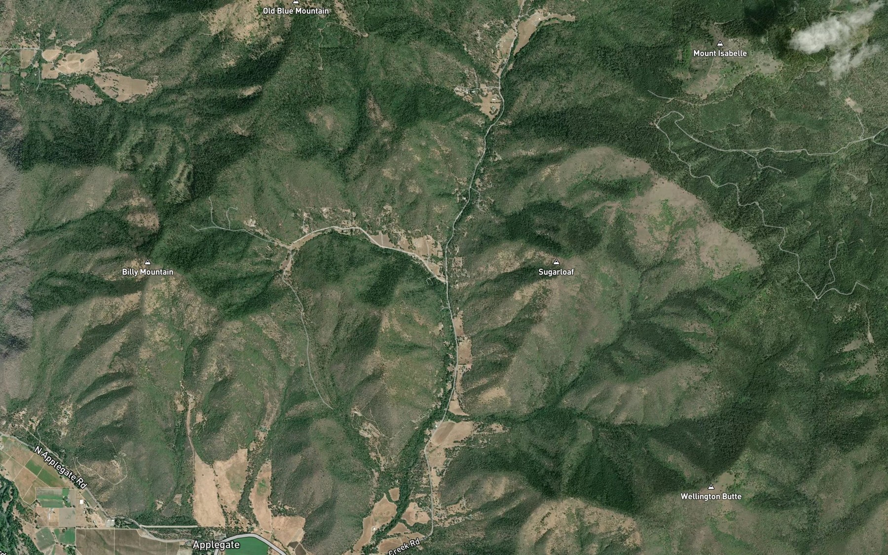 Satellite map of the Left Fork Humbug Creek