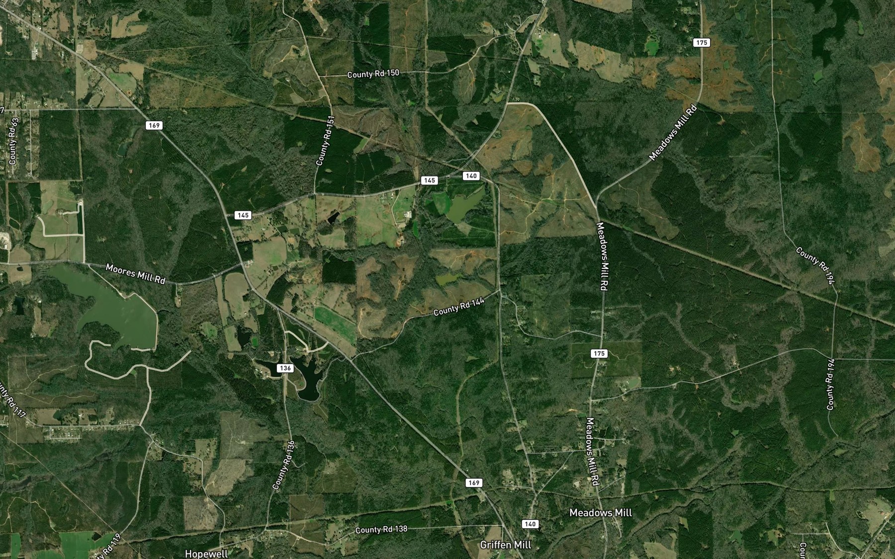 Satellite map of the Samford Lake Number Two