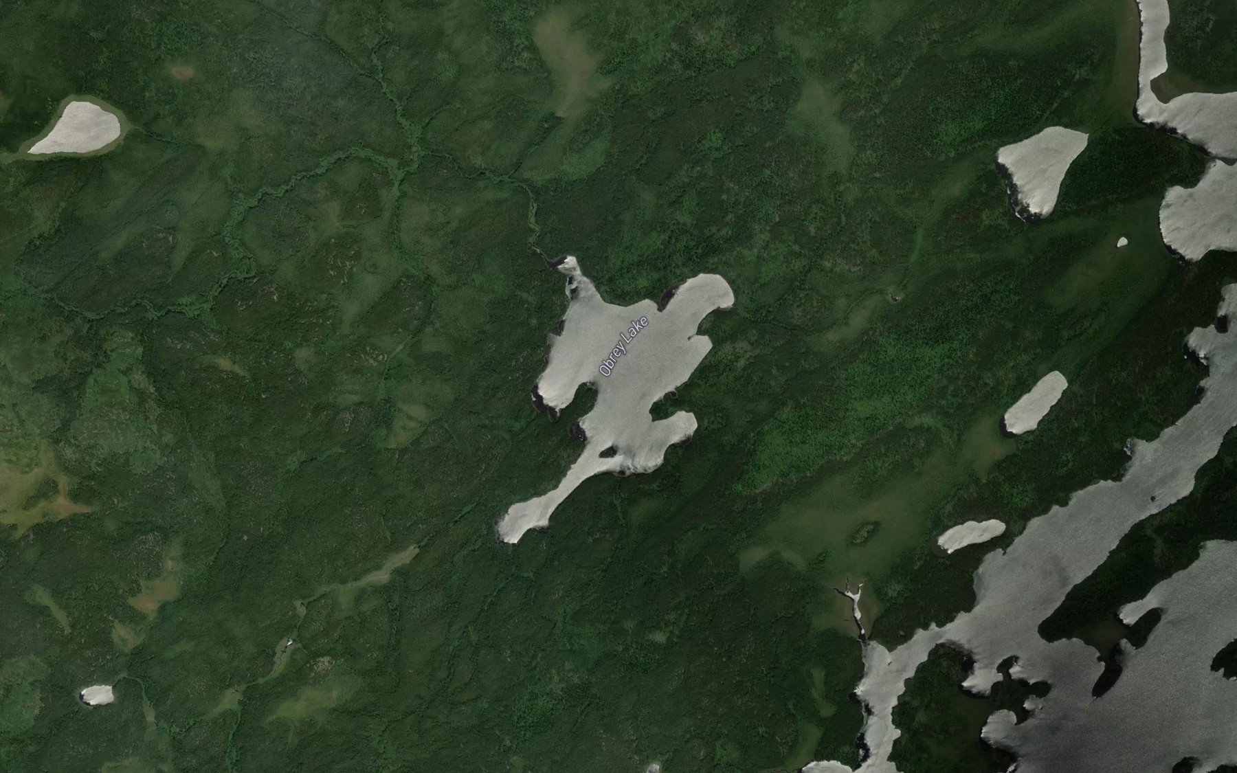 Satellite map of the Obrey Lake
