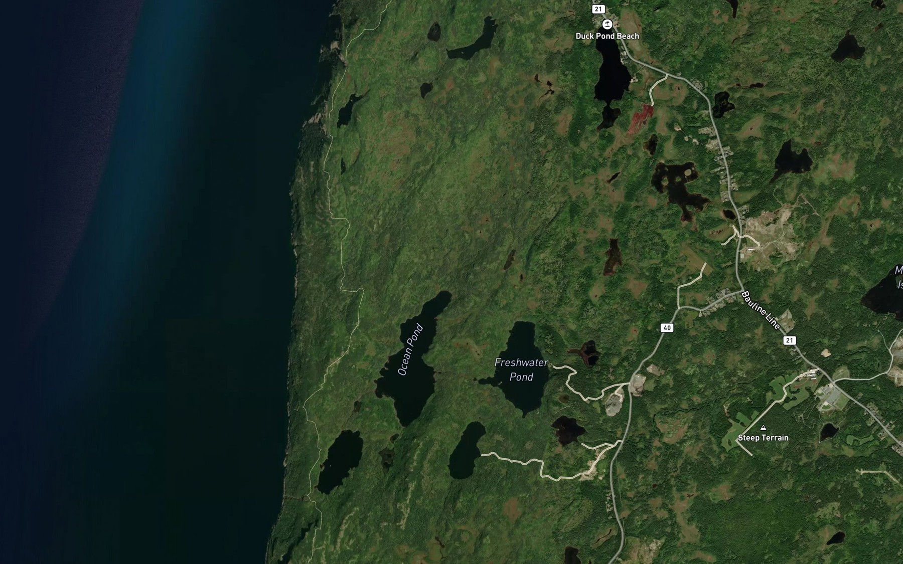 Satellite map of the Ocean Pond