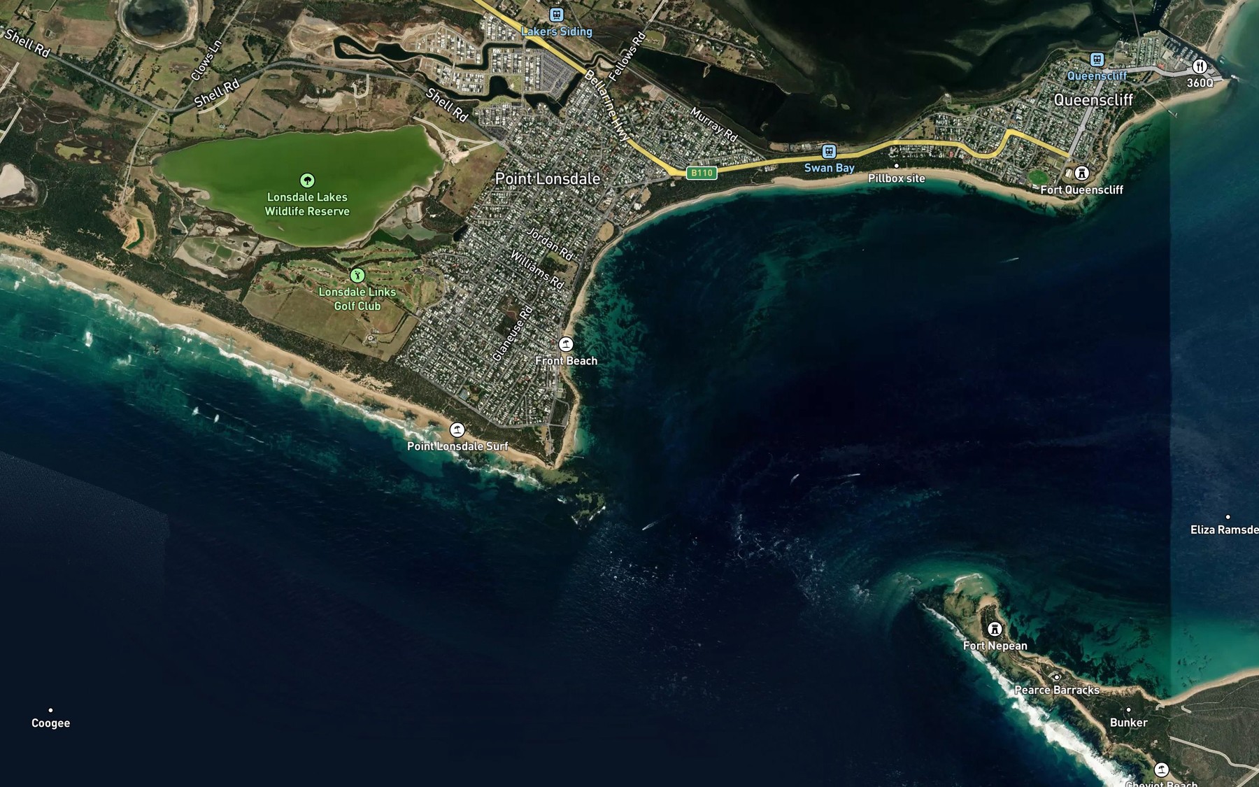 Satellite map of the Merian Reef