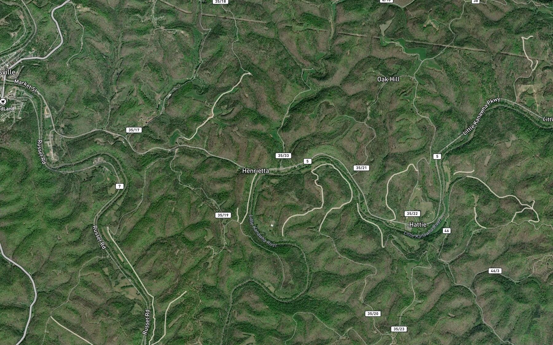 Satellite map of the Laurel Creek
