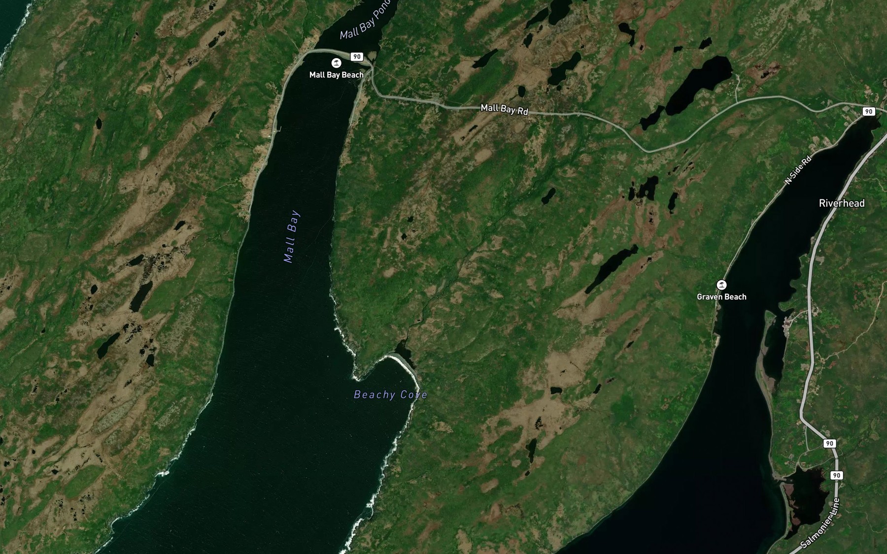 Satellite map of the Beachy Cove