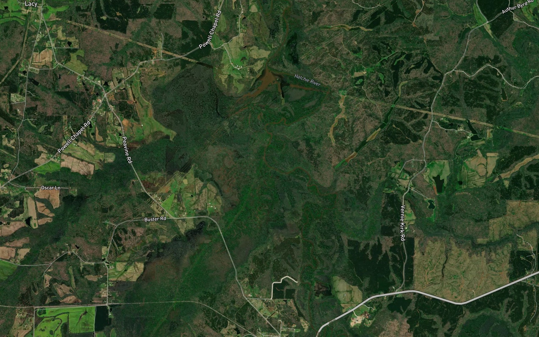 Satellite map of the Muddy Creek