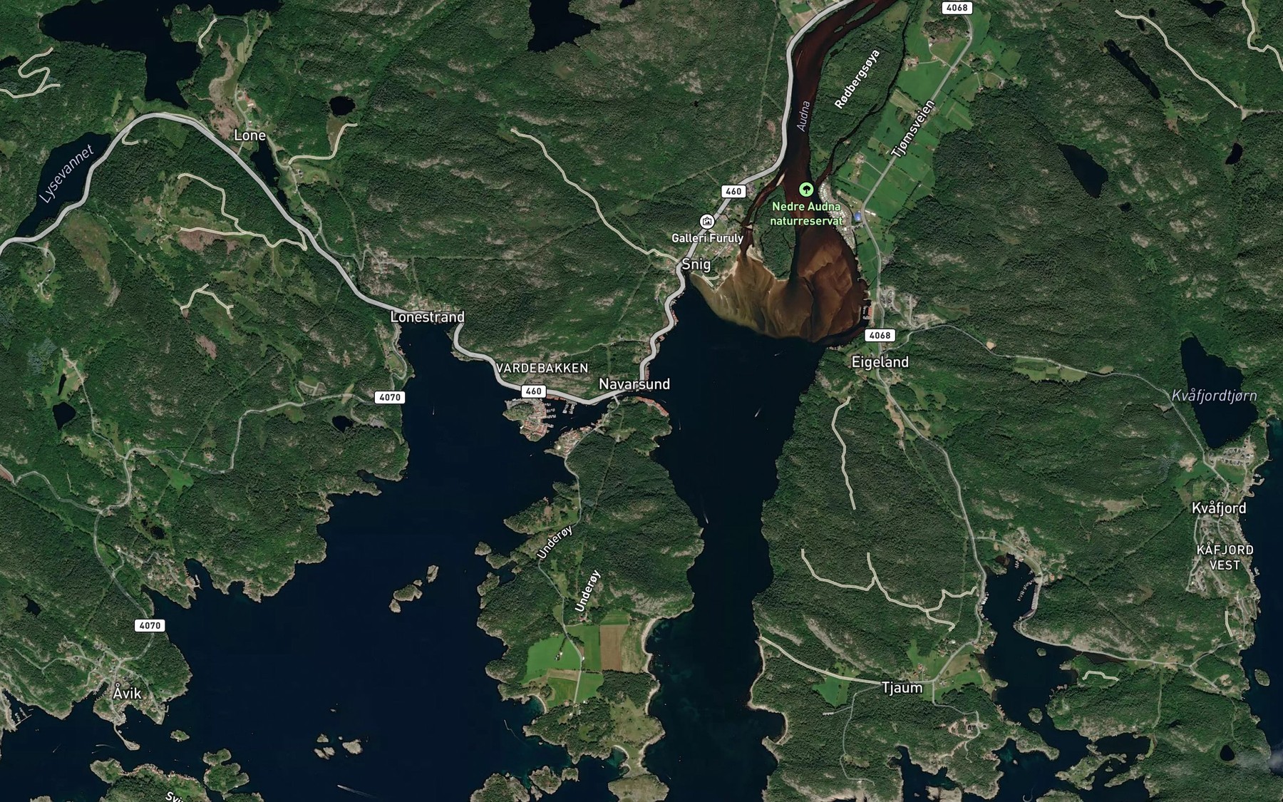 Satellite map of the Jammerbugta(dalen)