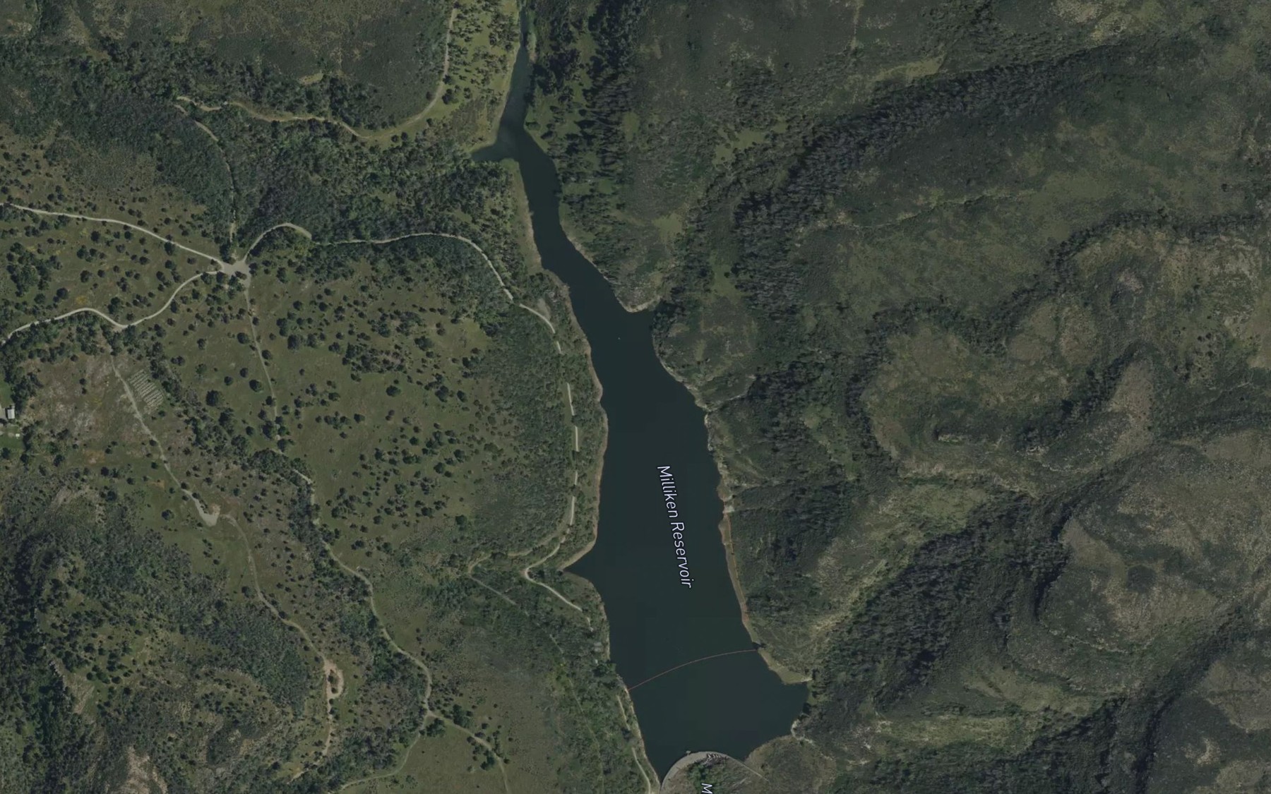 Satellite map of the Milliken Reservoir