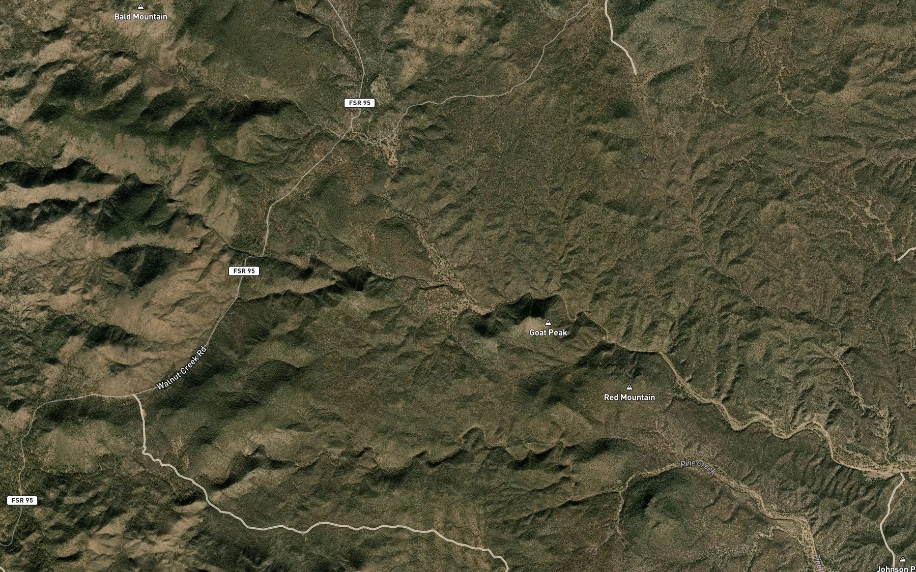 Satellite map of the Hyde Creek